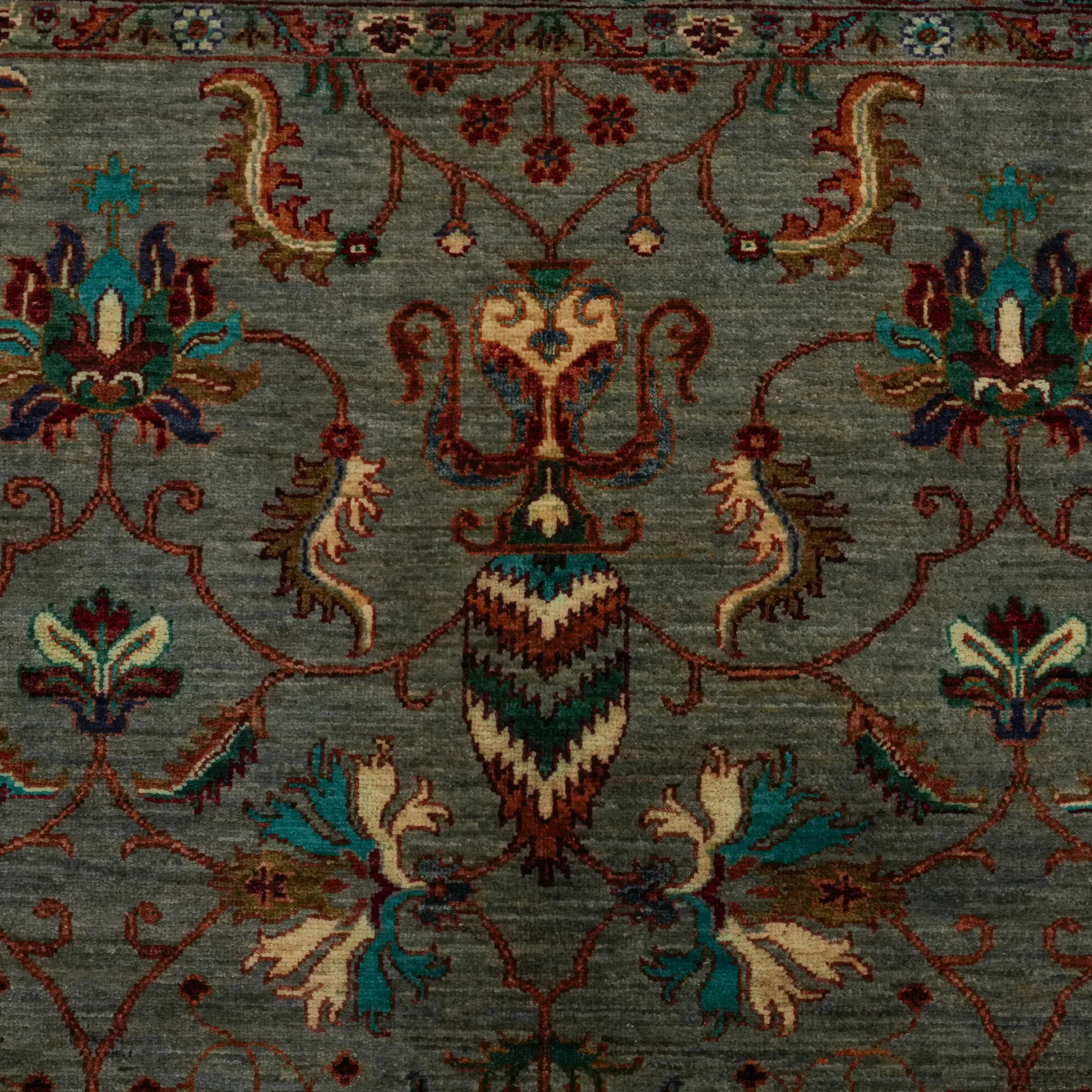 Şahzade Serisi El Dokuma Uşak Desenli Gri Yün Halı