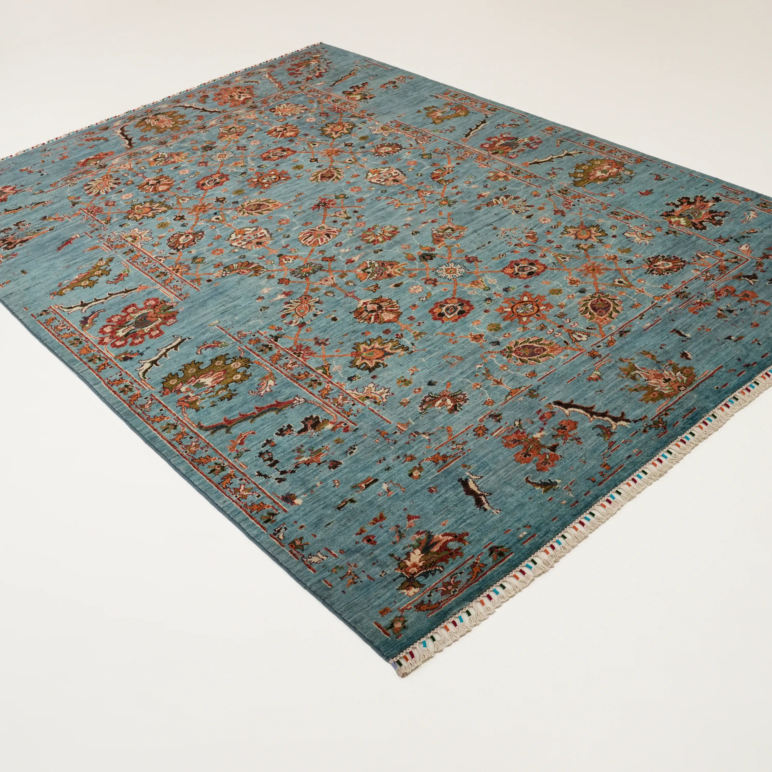 Şahzade Serisi El Dokuma Uşak Desenli Turkuaz Yün Halı