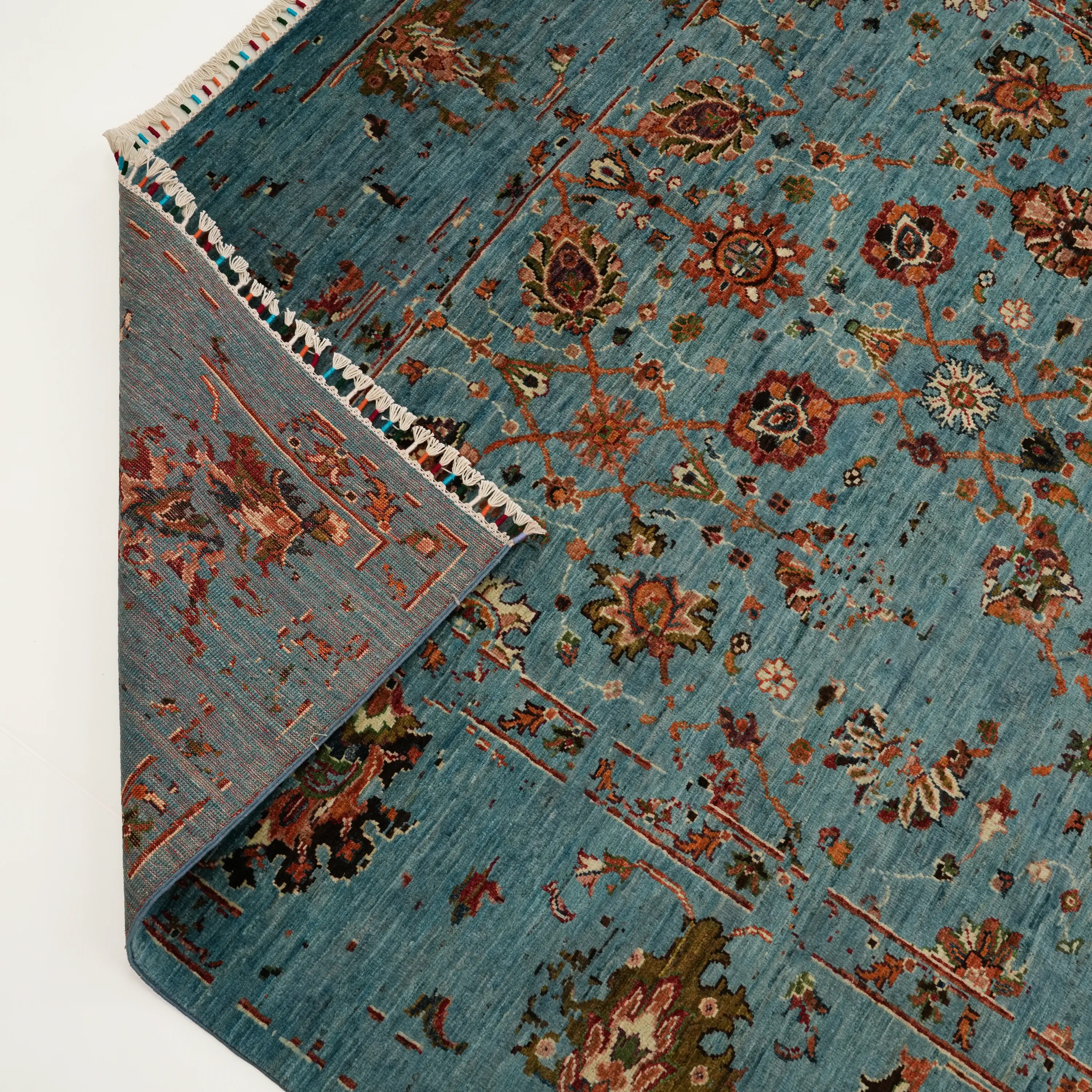 Şahzade Serisi El Dokuma Uşak Desenli Turkuaz Yün Halı