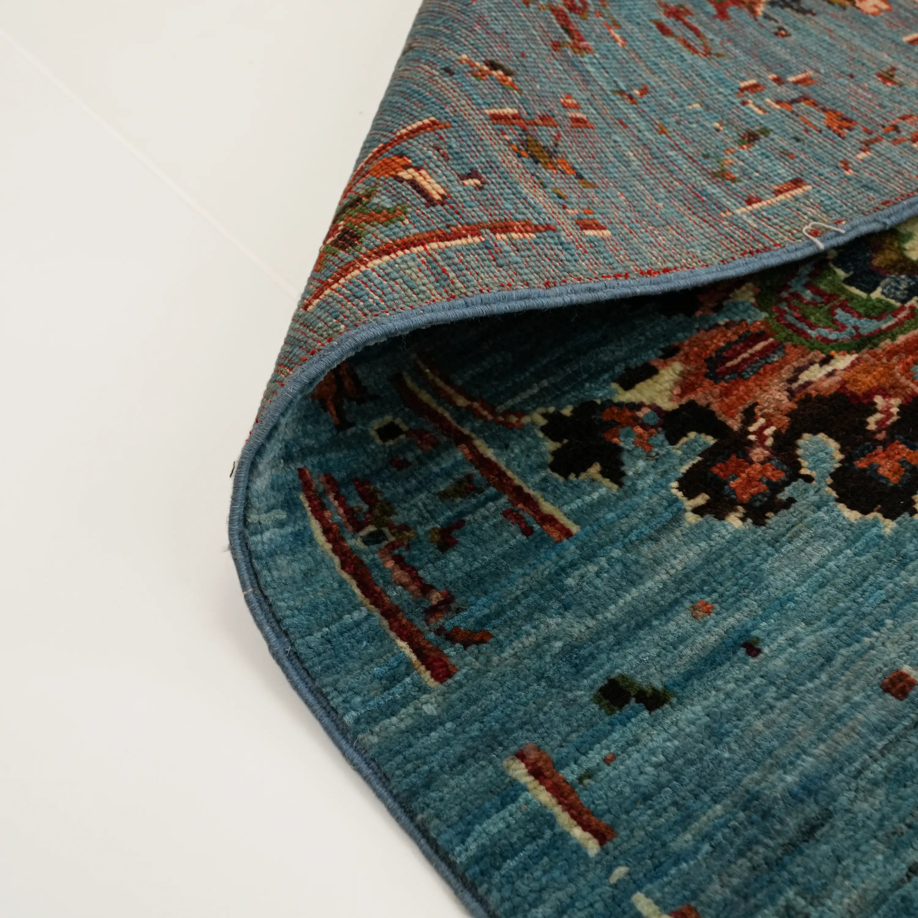 Şahzade Serisi El Dokuma Uşak Desenli Turkuaz Yün Halı