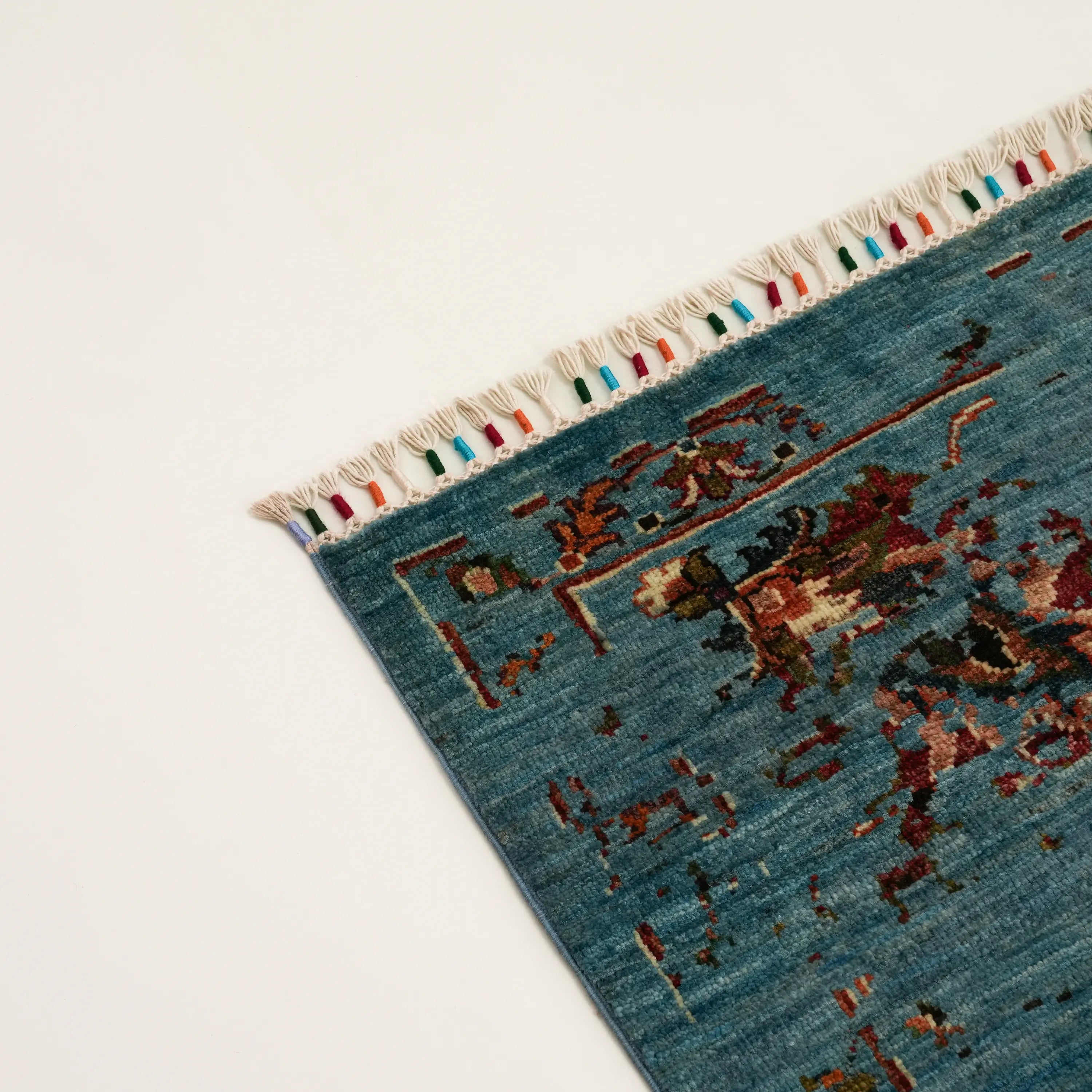 Şahzade Serisi El Dokuma Uşak Desenli Turkuaz Yün Halı