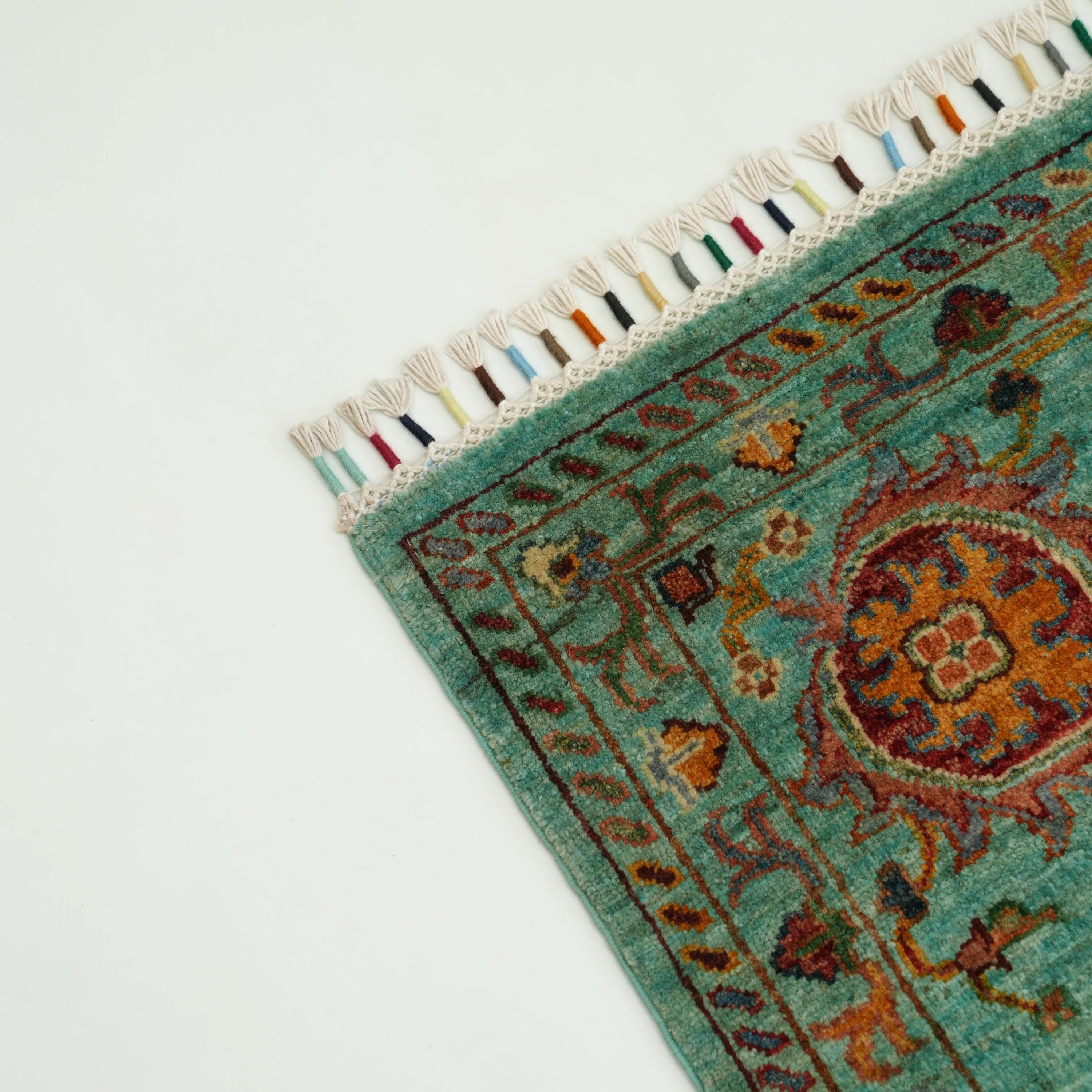 Şahzade Serisi El Dokuma Uşak Desenli Turkuaz Yün Halı