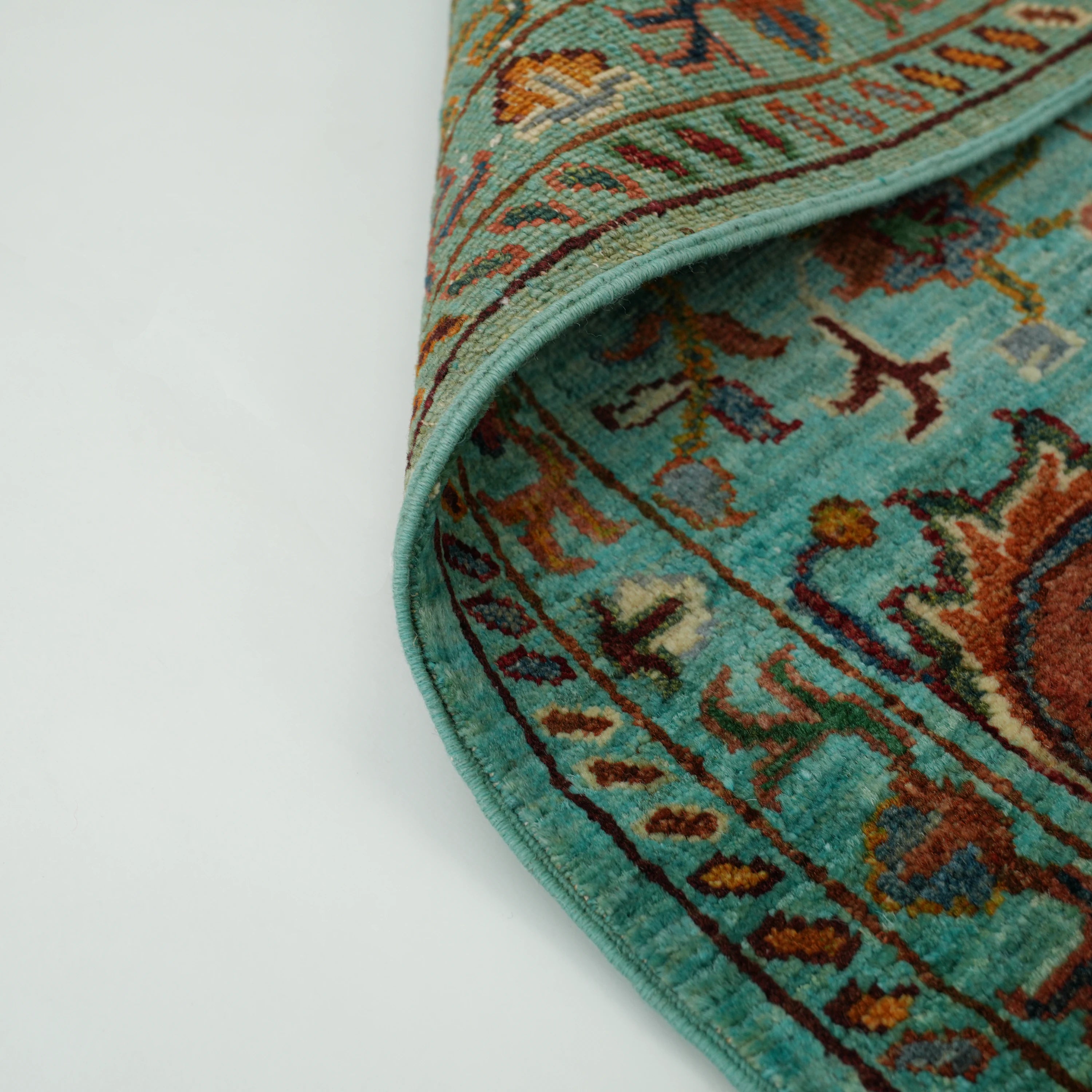 Şahzade Serisi El Dokuma Uşak Desenli Turkuaz Yün Halı