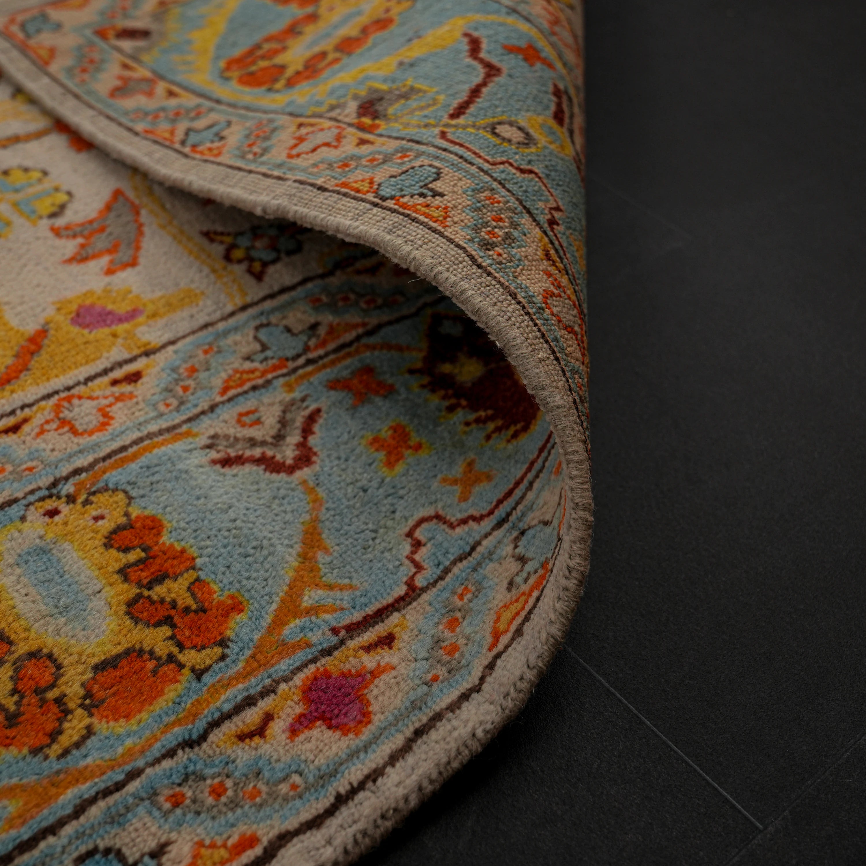 Şahzade Serisi El Dokuma Uşak Desenli Yün Turkuaz Halı