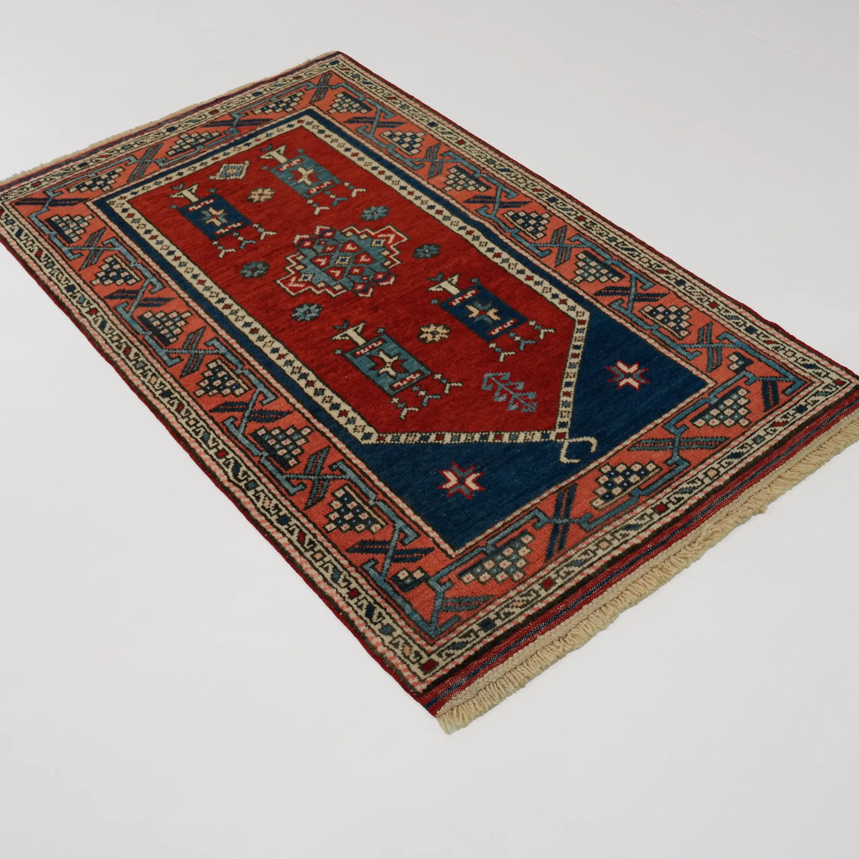 Prayer Rug Patterned Red Root Dyed Kirmen Village Woven Ayvacık Carpet