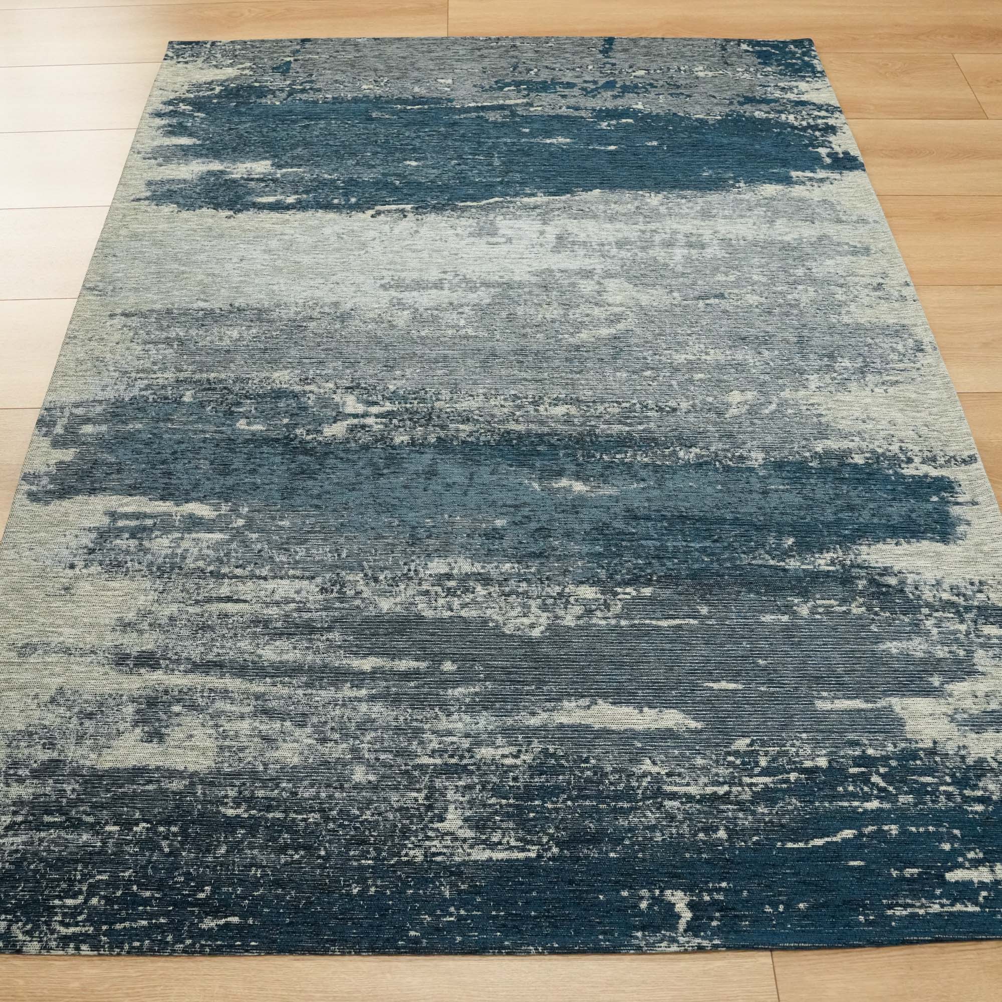 Smart Series Abstract Patterned Blue Acrylic Carpet