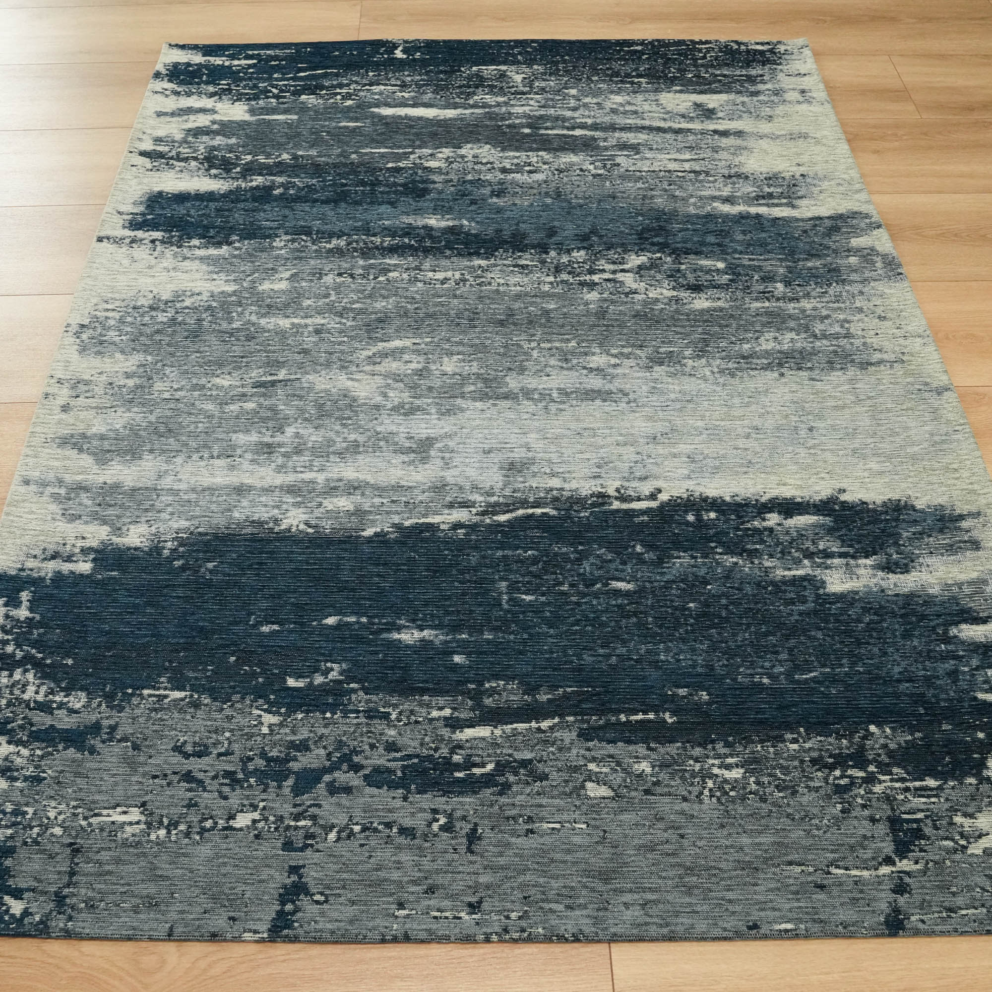 Smart Series Abstract Patterned Blue Acrylic Carpet