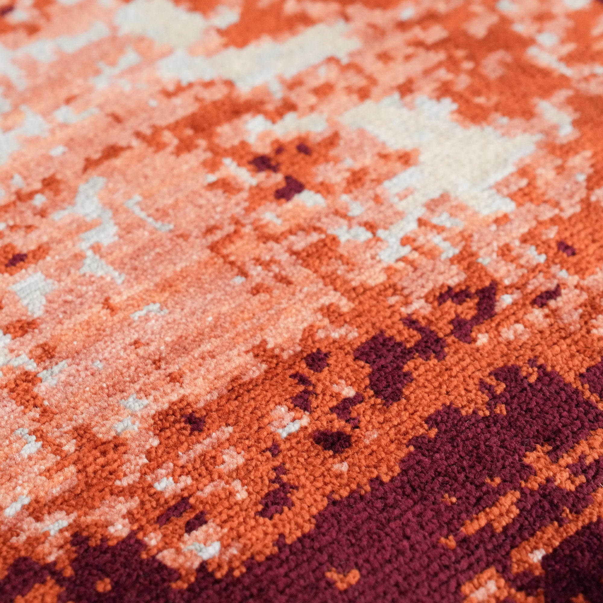 Tempus Series Abstract Frame Patterned Grey/Orange Bamboo Special Countertop Carpet