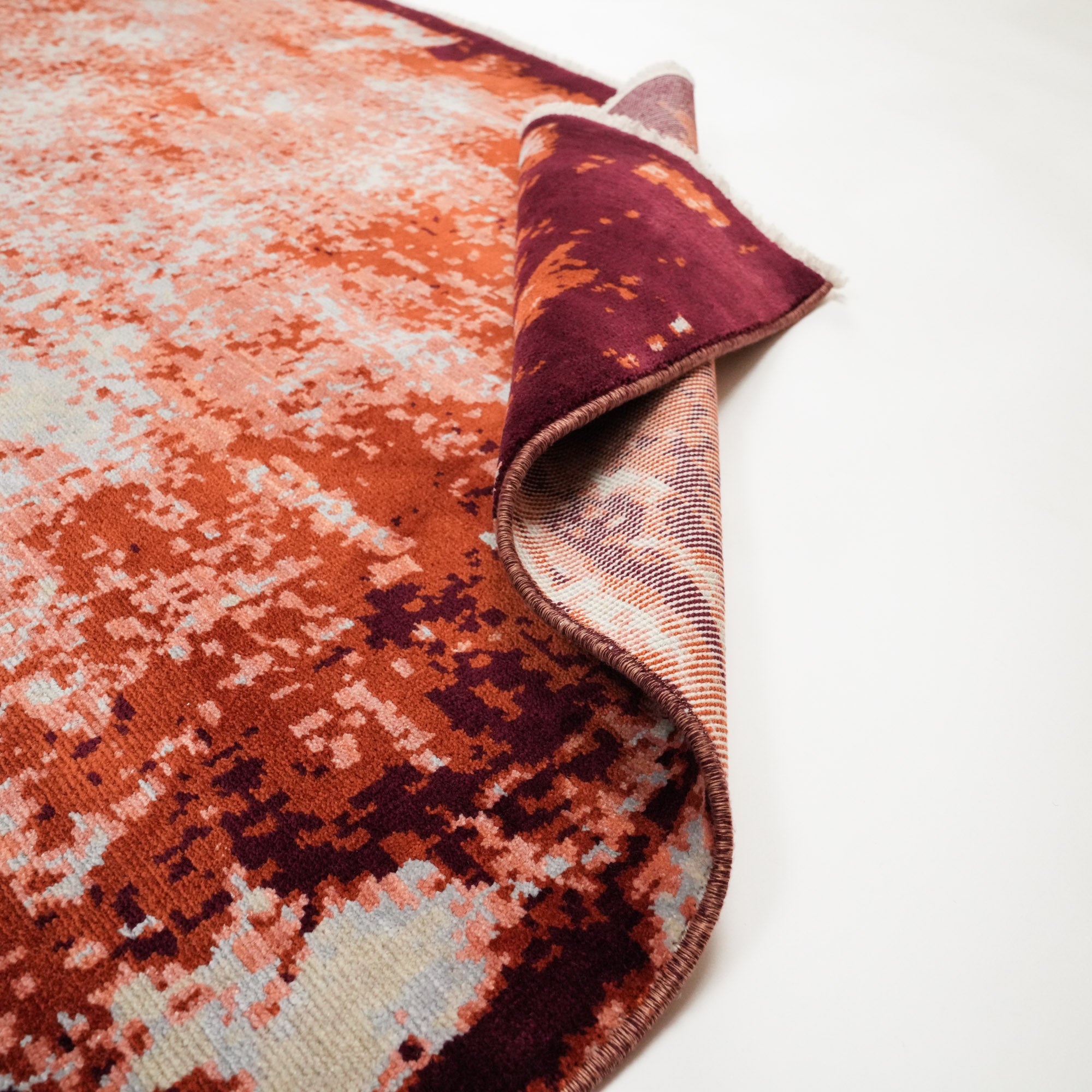 Tempus Series Abstract Frame Patterned Grey/Orange Bamboo Special Countertop Carpet