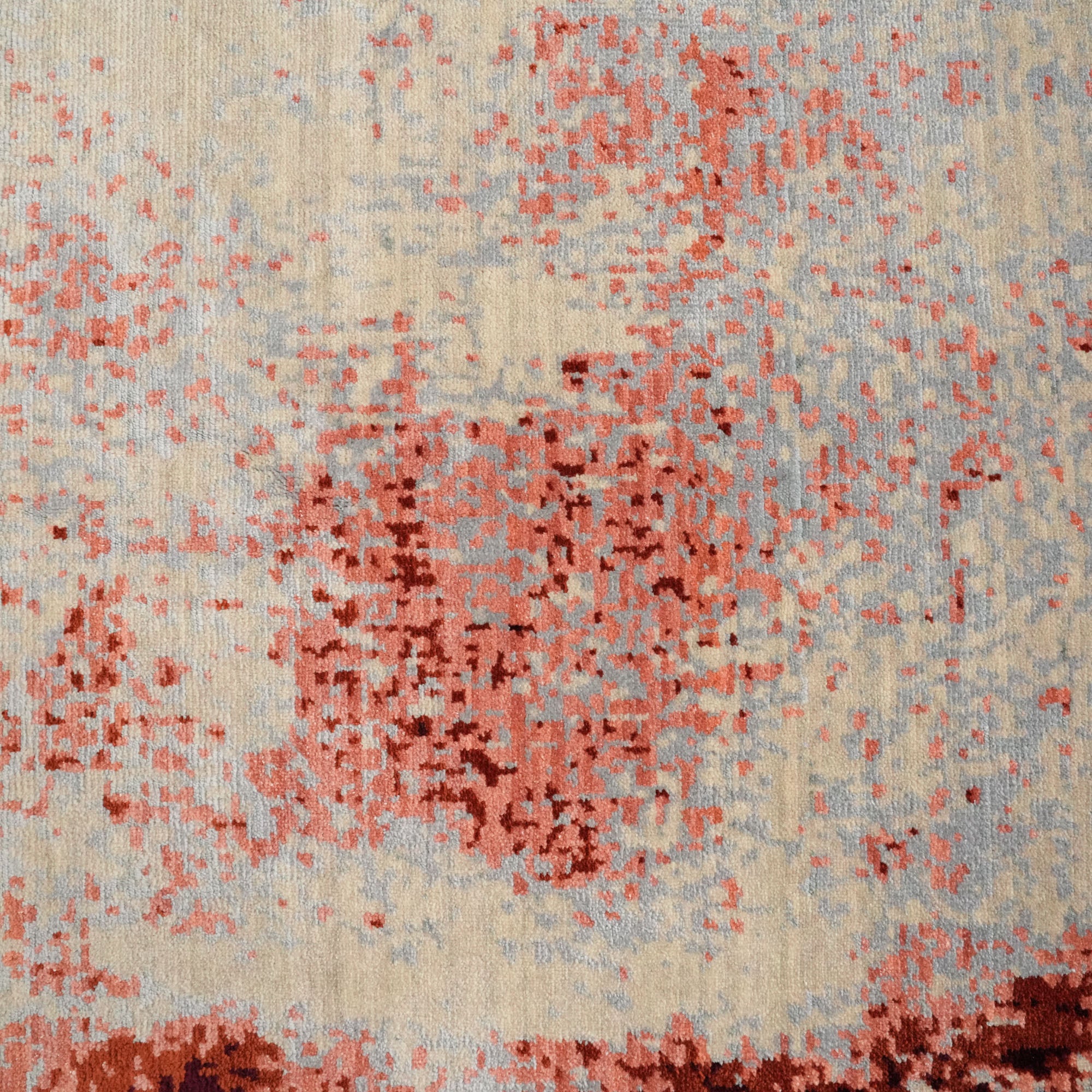 Tempus Series Abstract Frame Patterned Grey/Orange Bamboo Special Countertop Carpet