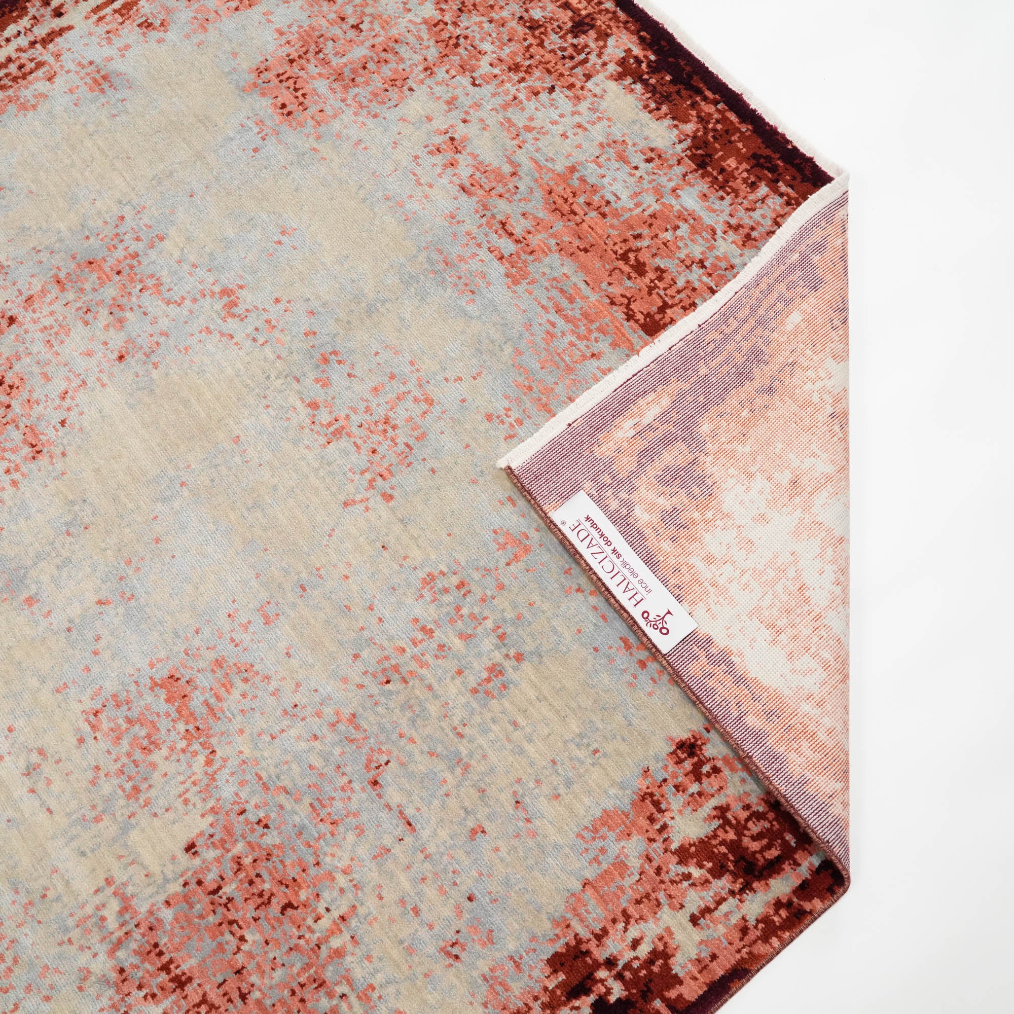 Tempus Series Abstract Frame Patterned Grey/Orange Bamboo Special Countertop Carpet