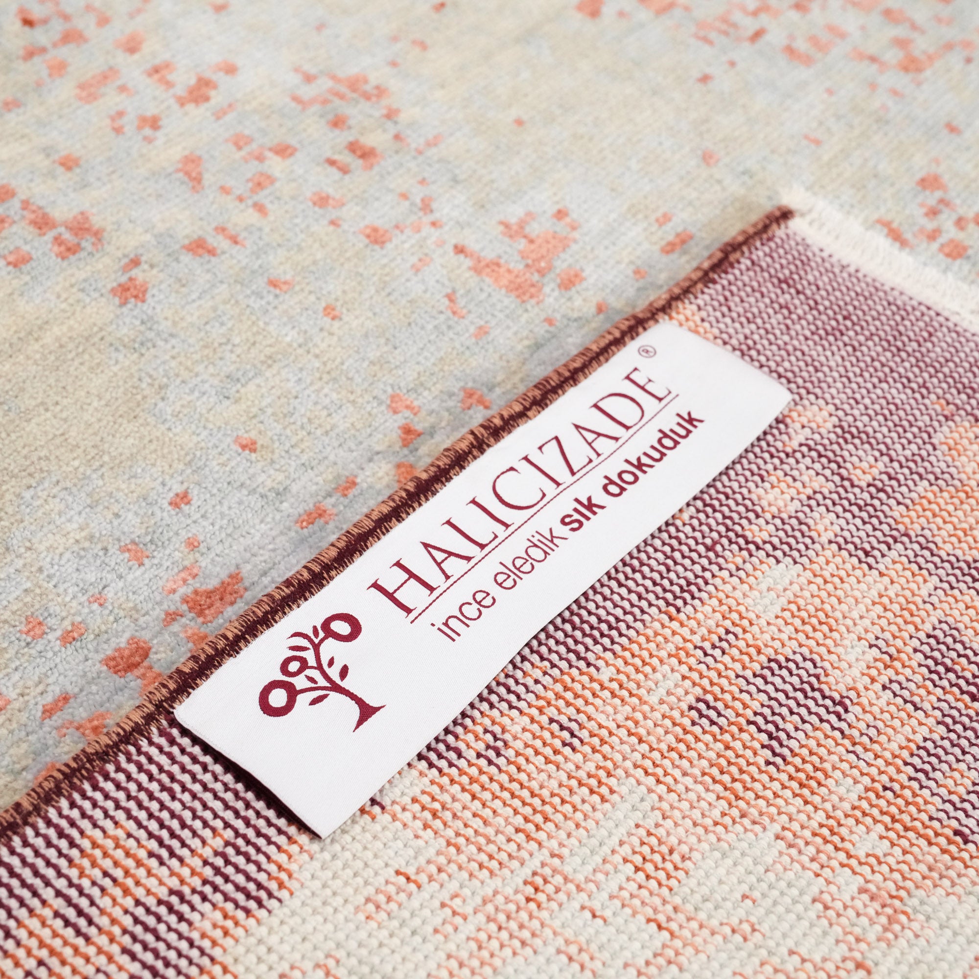 Tempus Series Abstract Frame Patterned Grey/Orange Bamboo Special Countertop Carpet