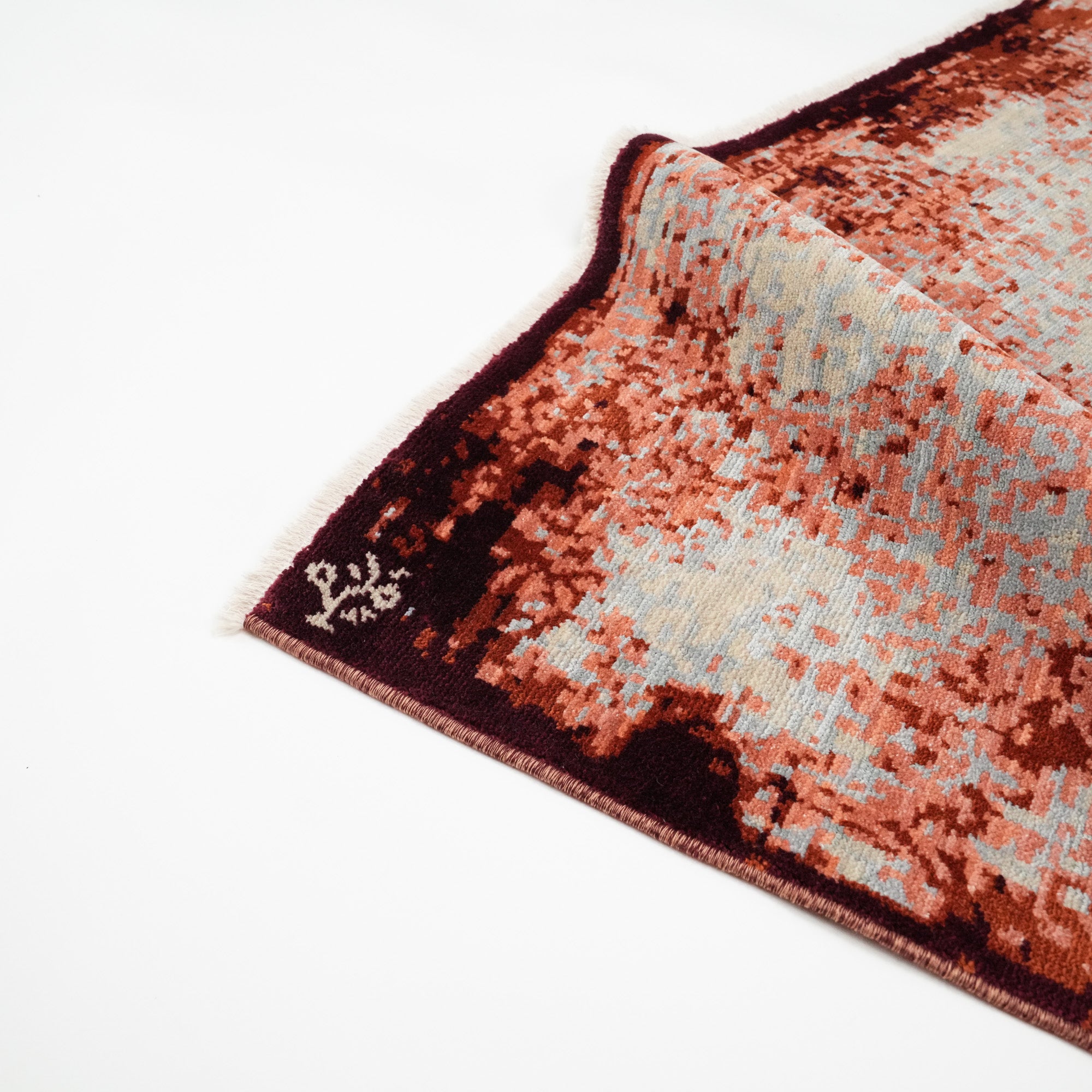 Tempus Series Abstract Frame Patterned Grey/Orange Bamboo Special Countertop Carpet