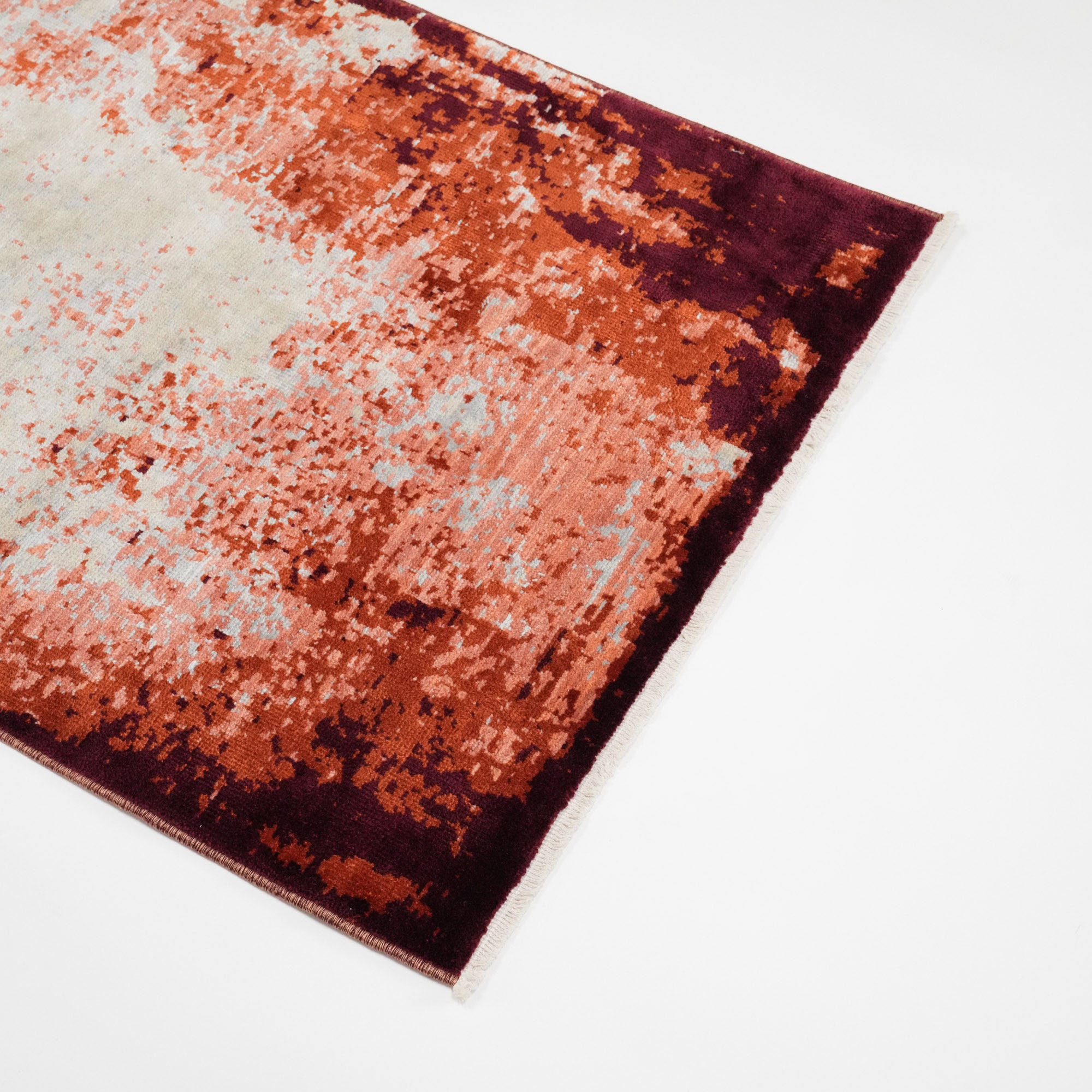 Tempus Series Abstract Frame Patterned Grey/Orange Bamboo Special Countertop Carpet