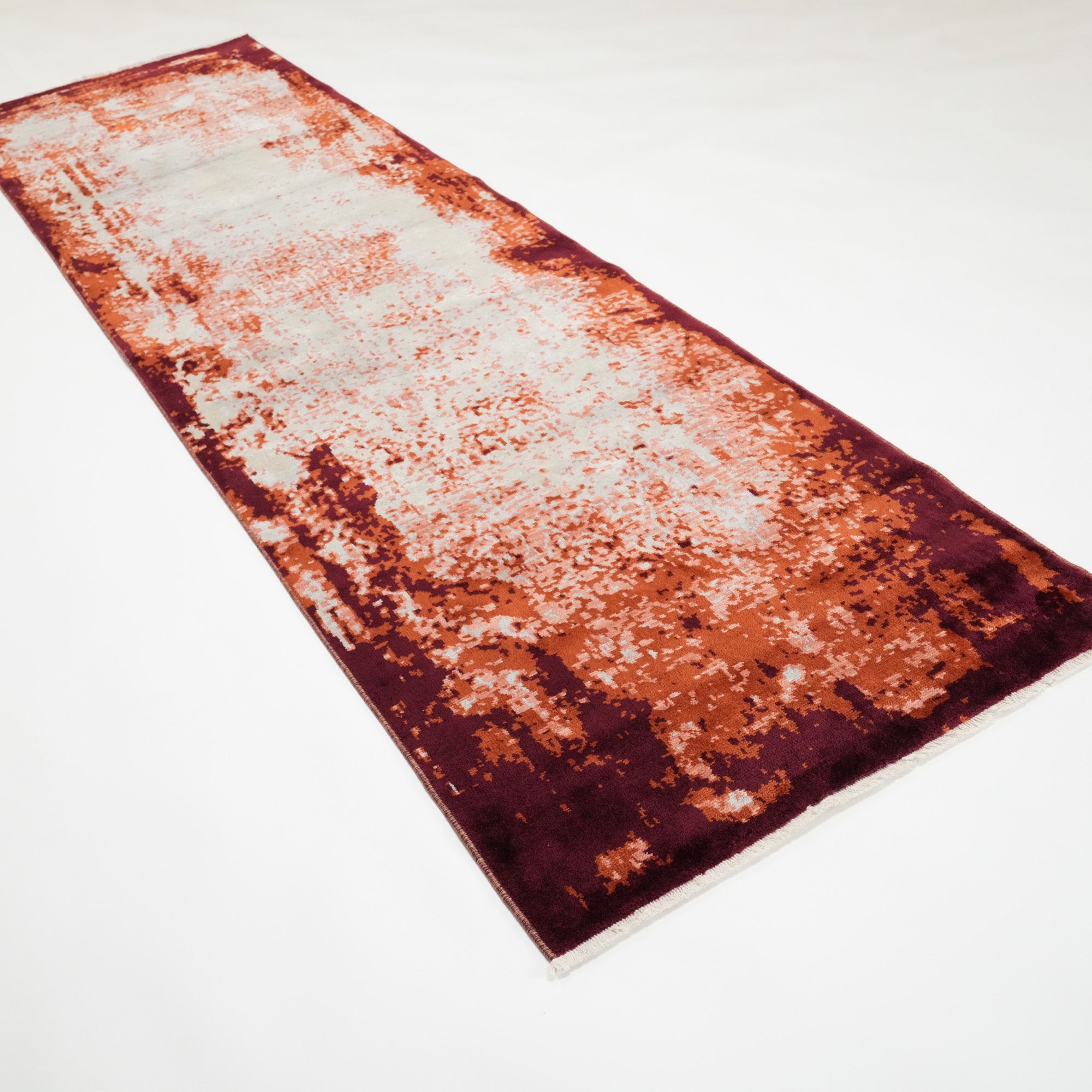 Tempus Series Abstract Frame Patterned Grey/Orange Bamboo Special Countertop Carpet