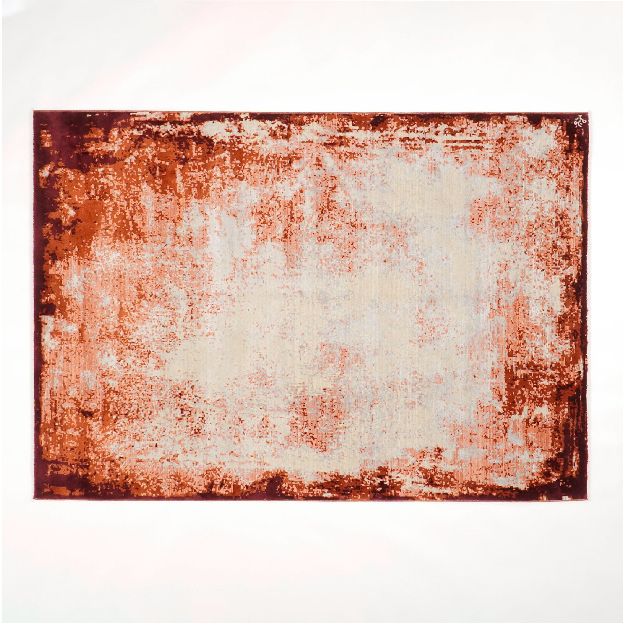 Tempus Series Abstract Frame Patterned Grey/Orange Bamboo Special Countertop Carpet