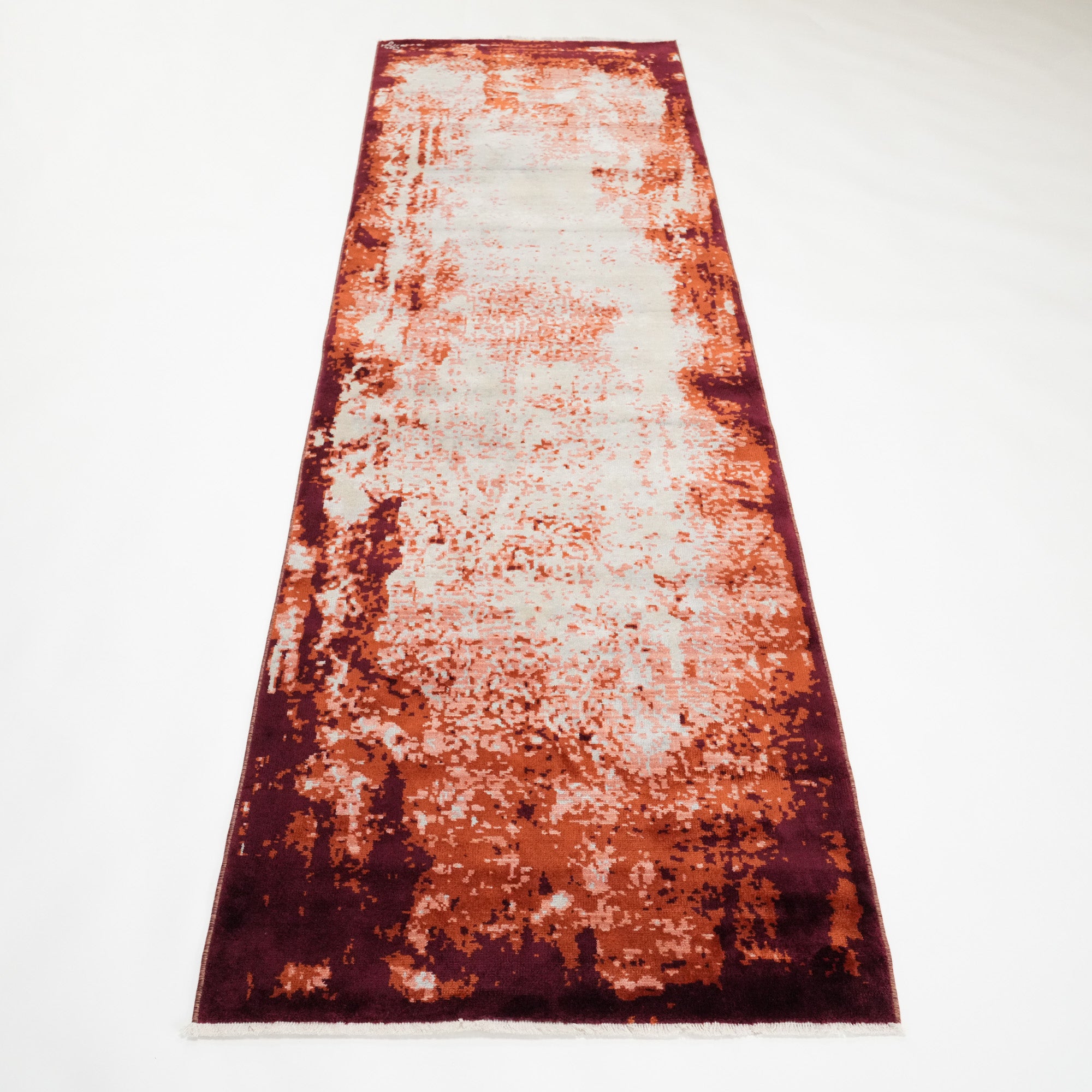 Tempus Series Abstract Frame Patterned Grey/Orange Bamboo Special Countertop Carpet