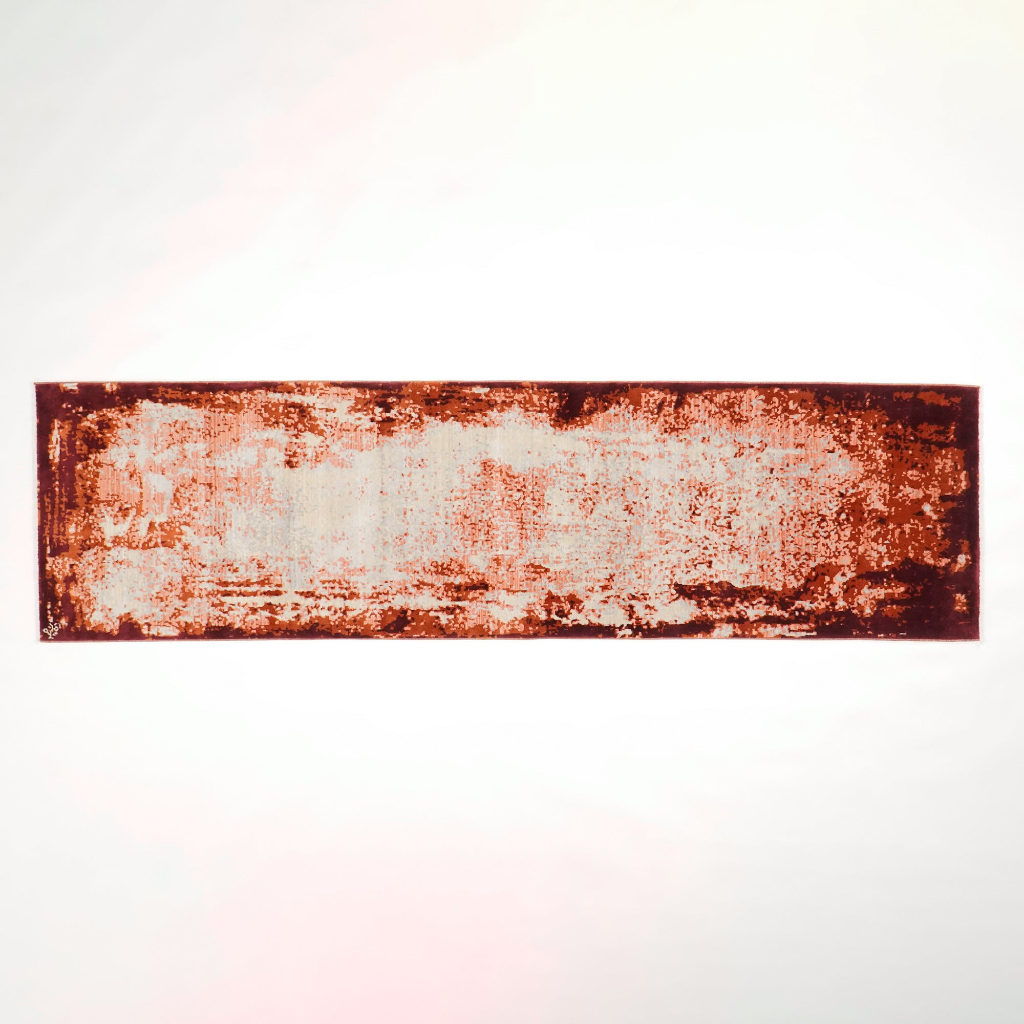 Tempus Series Abstract Frame Patterned Grey/Orange Bamboo Special Countertop Carpet