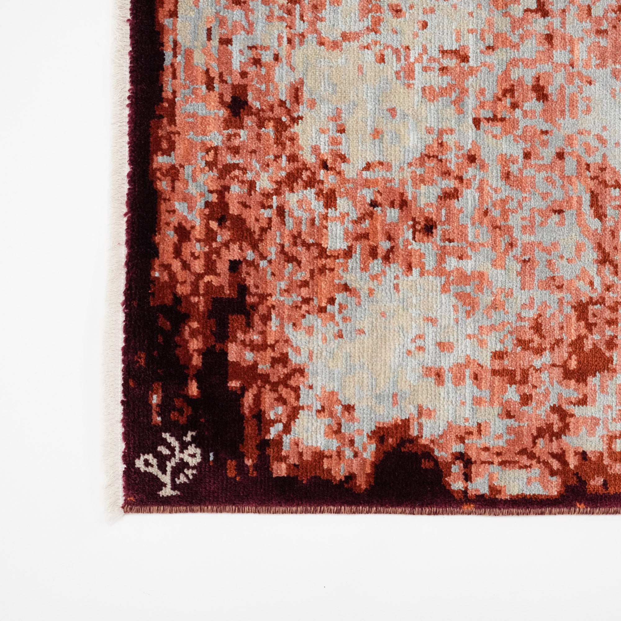 Tempus Series Abstract Frame Patterned Grey/Orange Bamboo Special Countertop Carpet