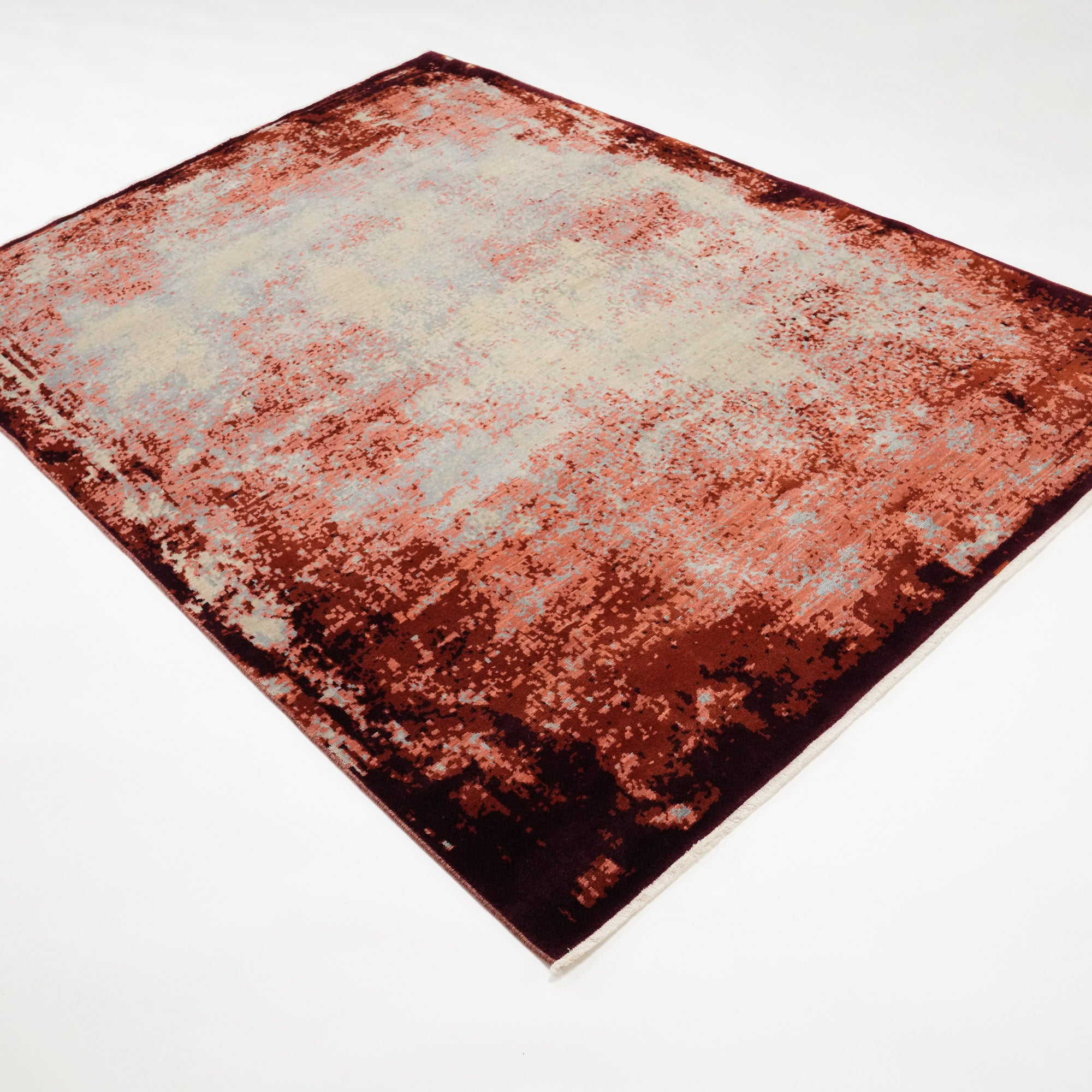 Tempus Series Abstract Frame Patterned Grey/Orange Bamboo Special Countertop Carpet