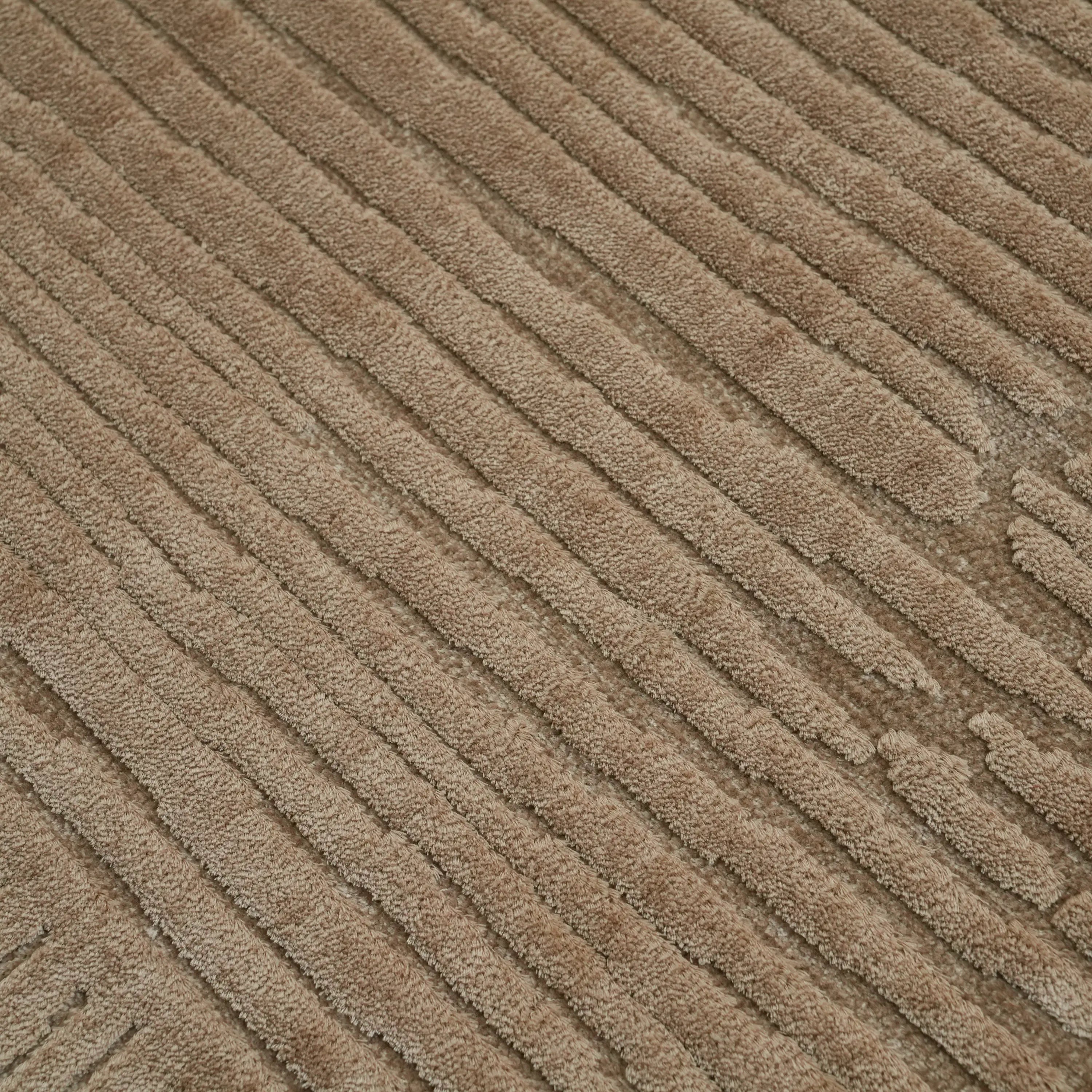 Abstract Patterned Beige Viscose Rug