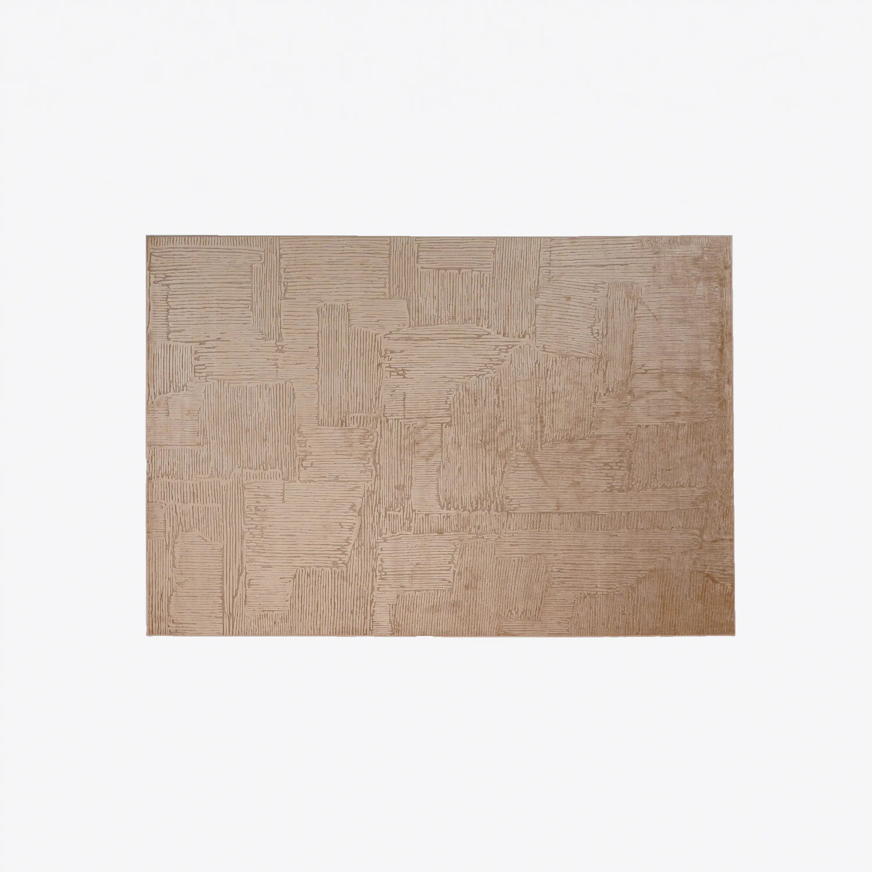 Abstract Patterned Beige Viscose Rug