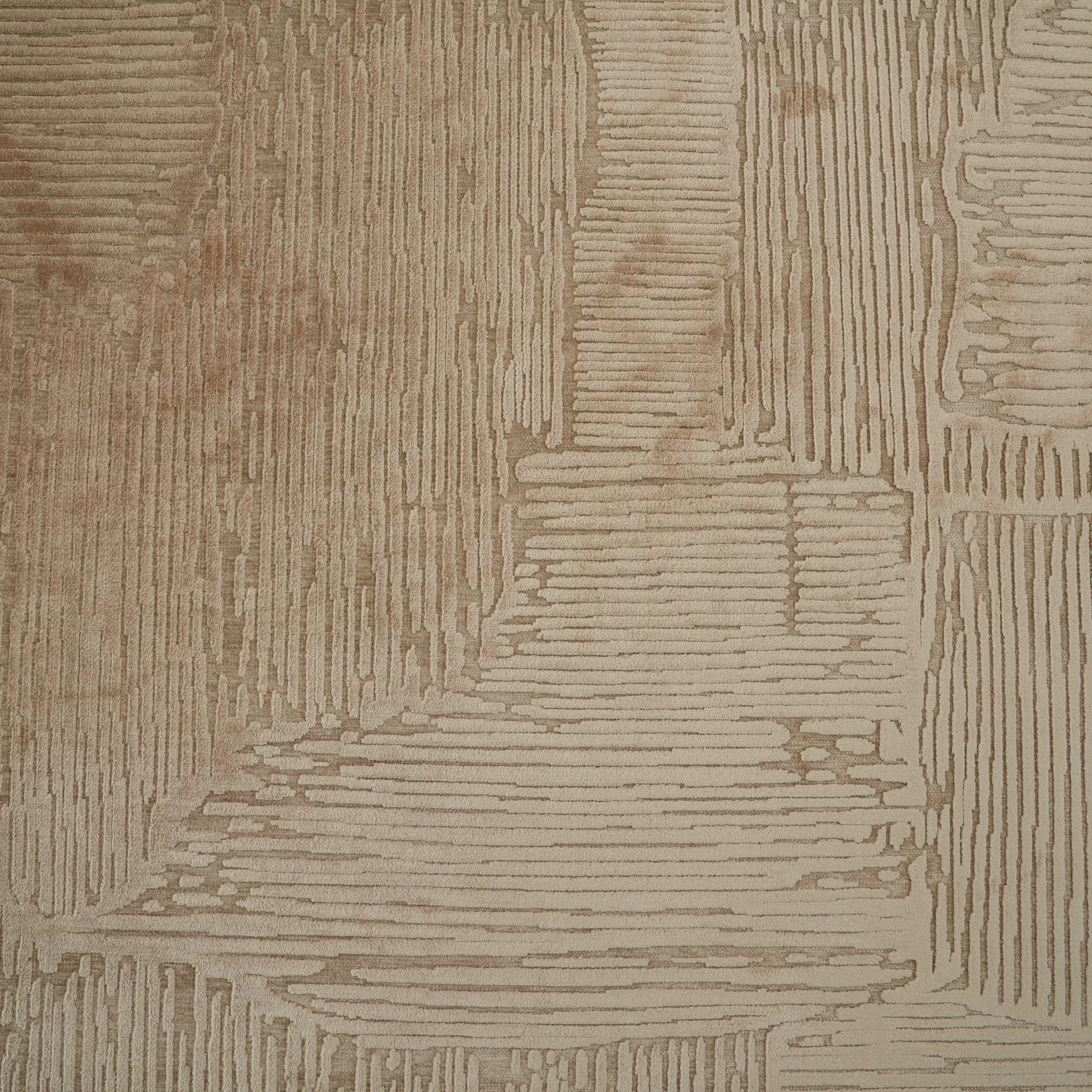 Abstract Patterned Beige Viscose Rug