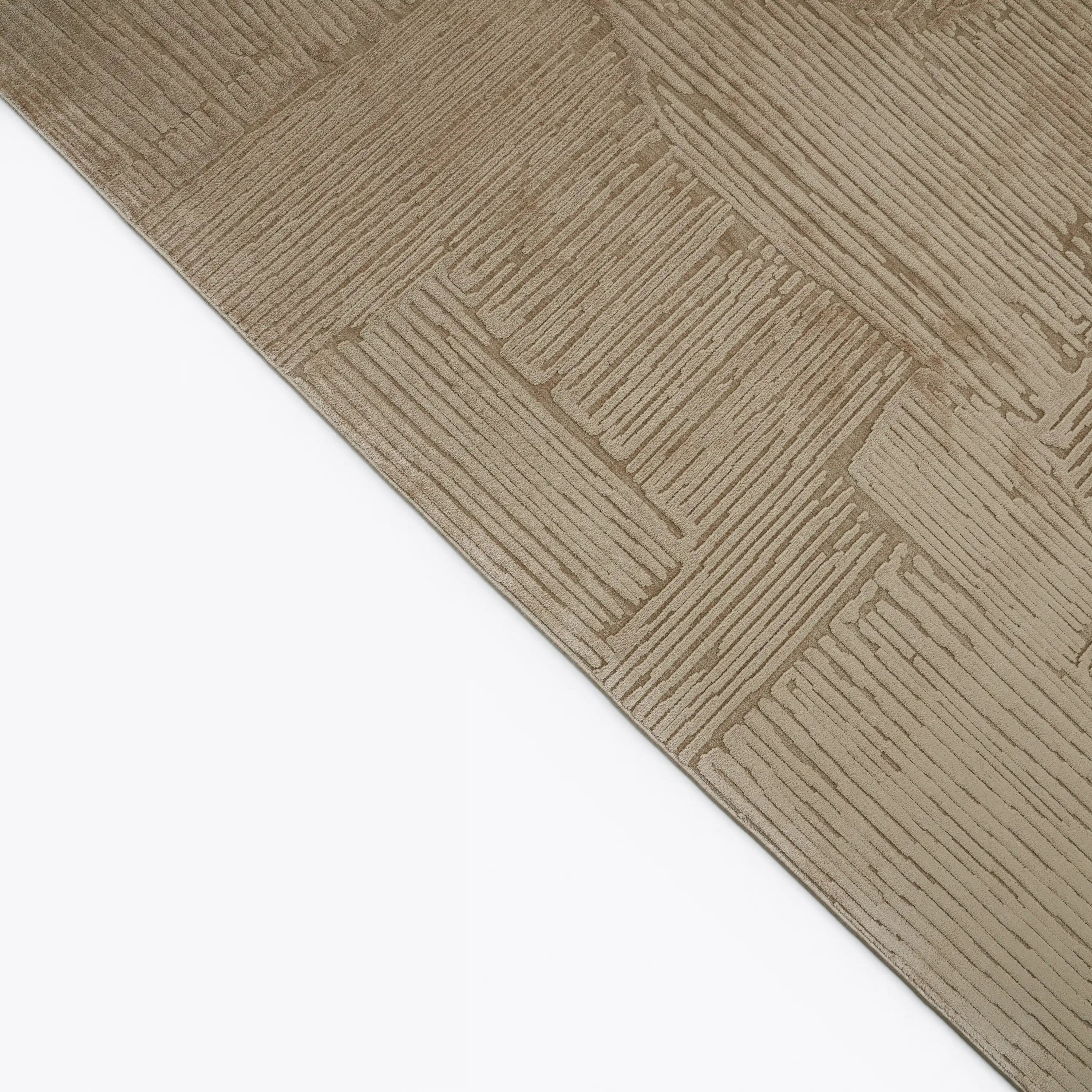 Abstract Patterned Beige Viscose Rug