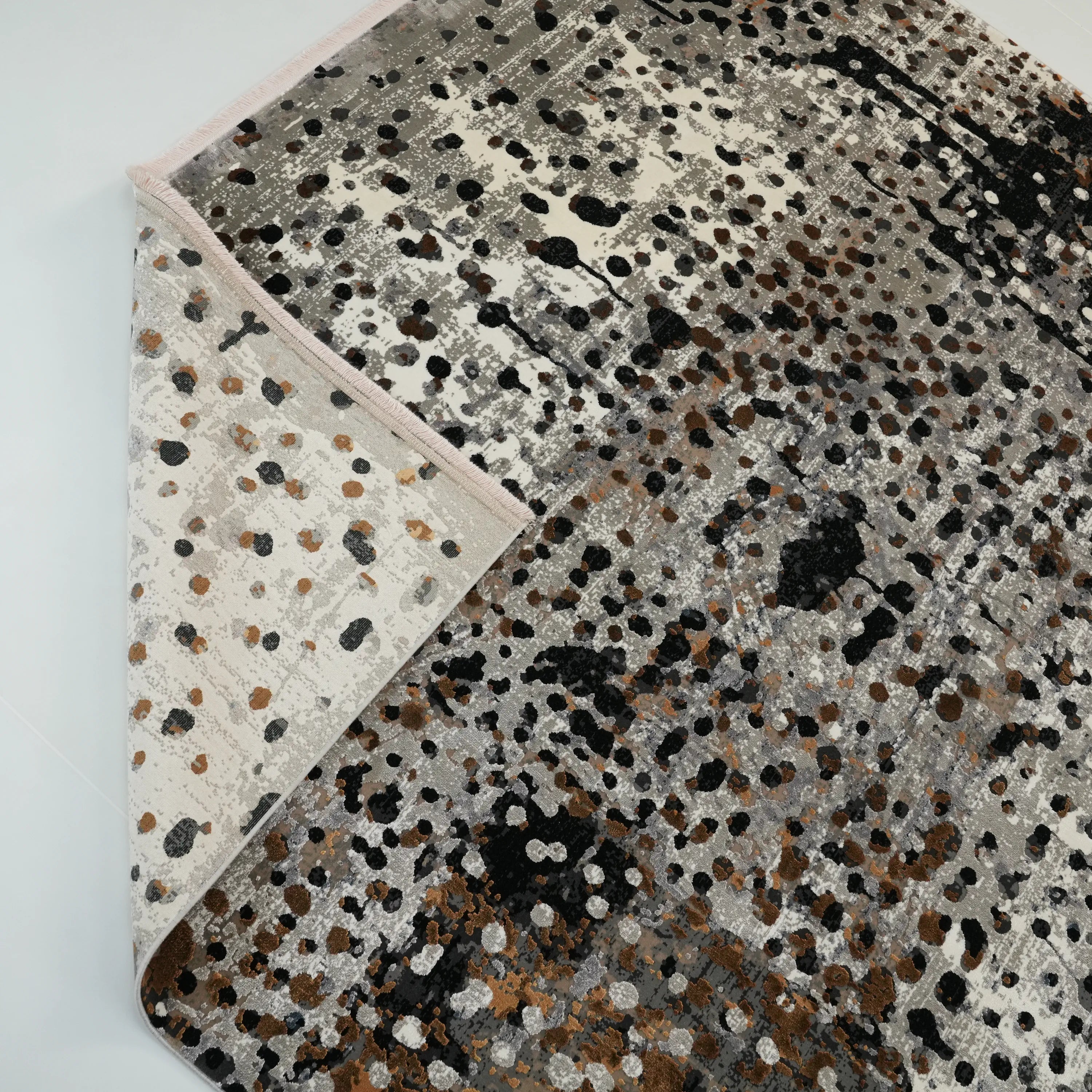 Abstract Patterned Gray Viscose Rug