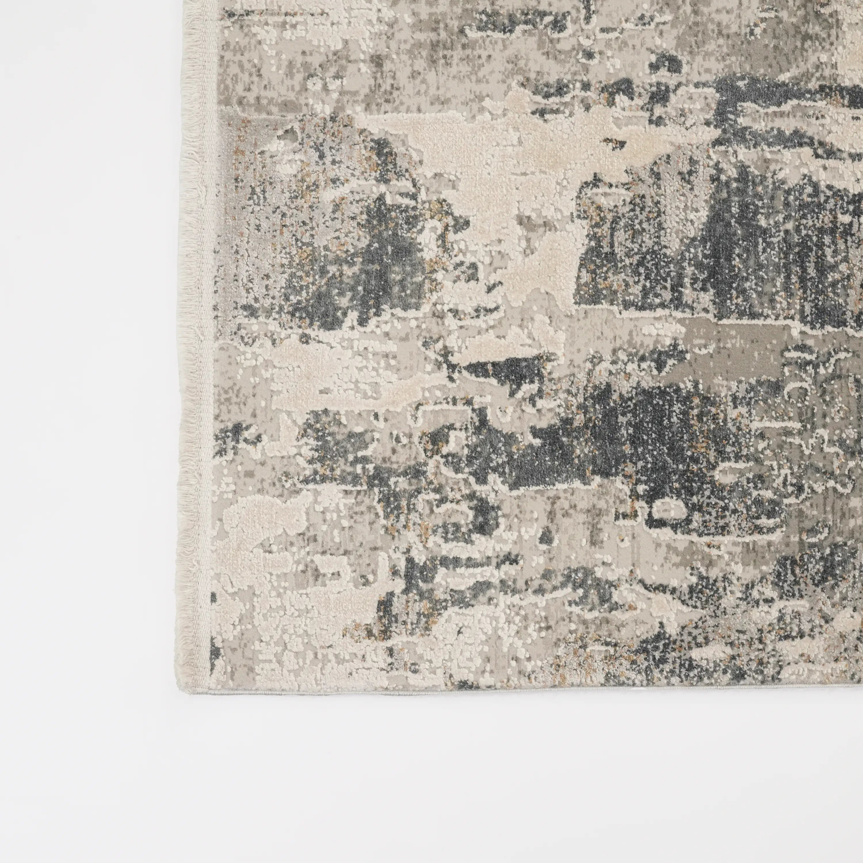 Soyut Desenli Gri Viskon Halı