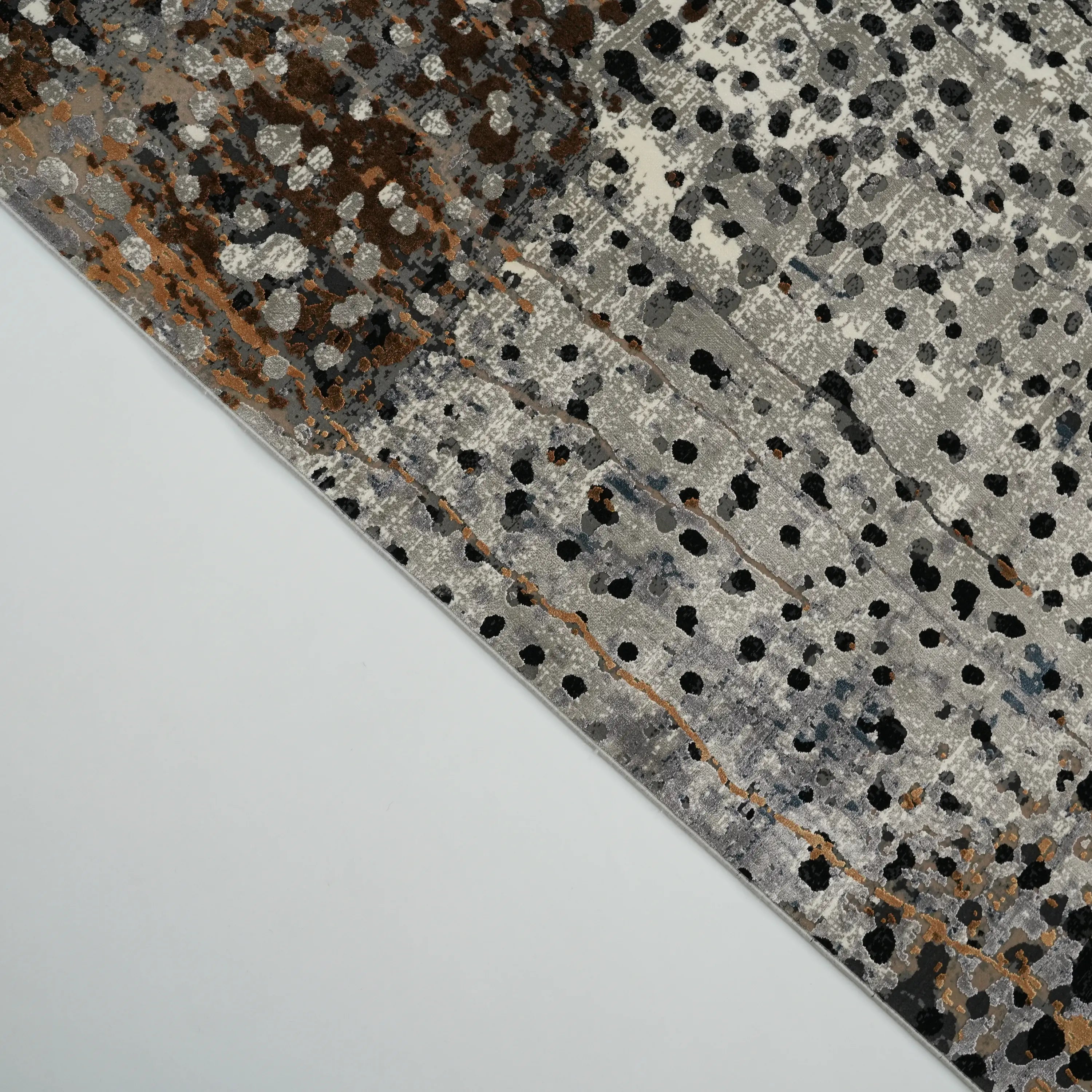 Abstract Patterned Gray Viscose Rug