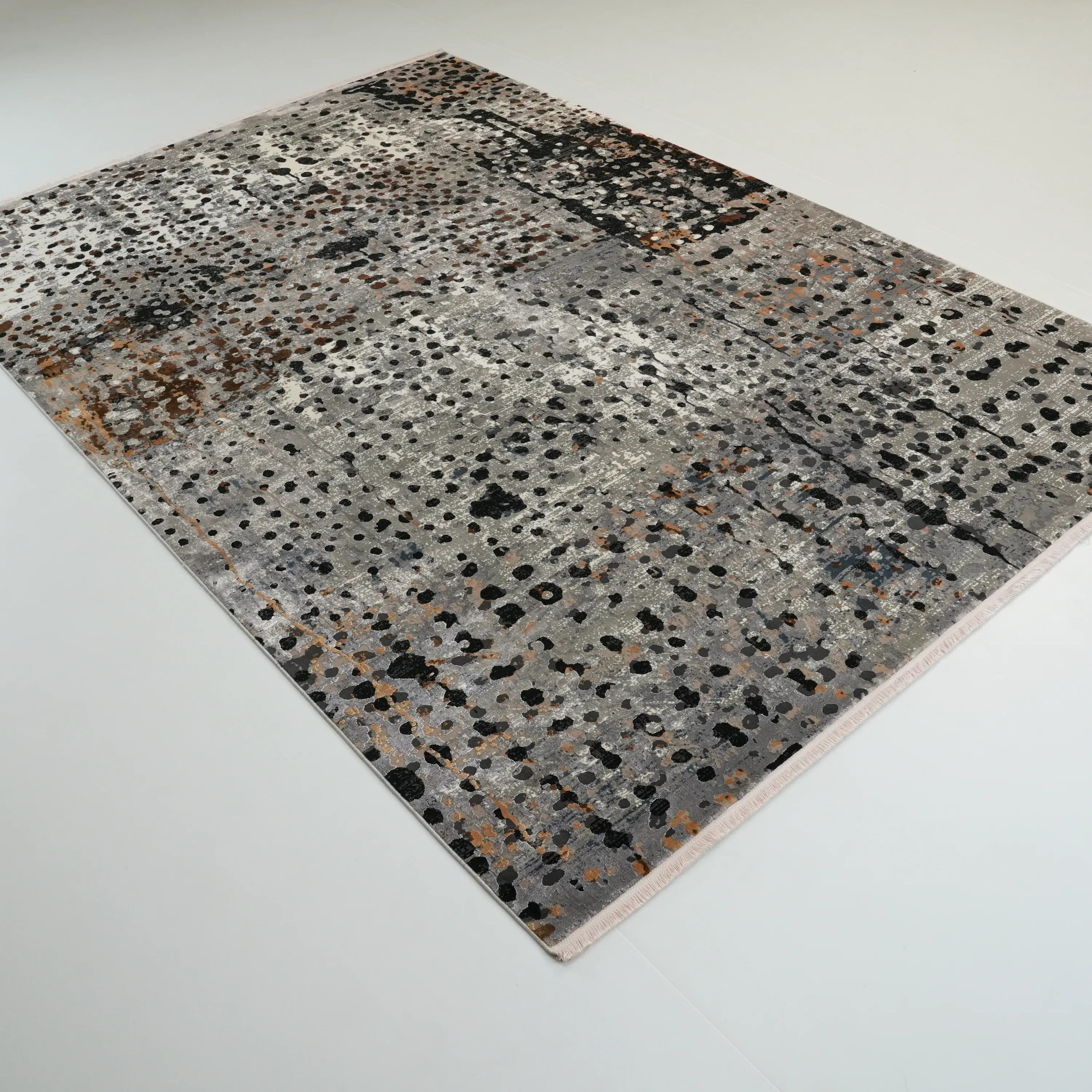 Abstract Patterned Gray Viscose Rug