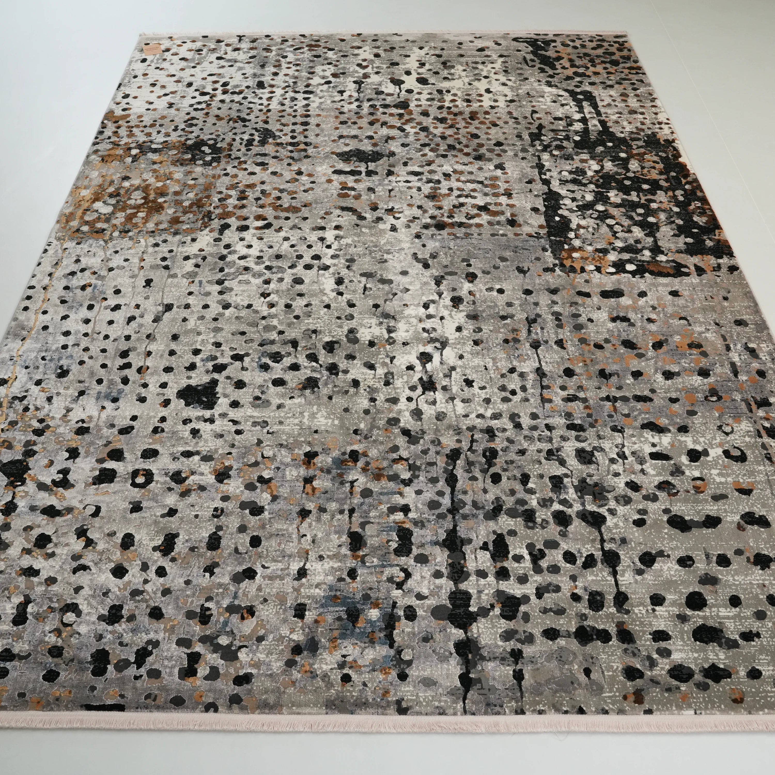 Abstract Patterned Gray Viscose Rug