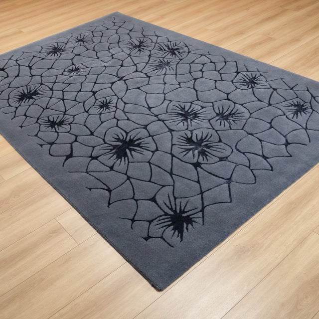 Soyut Desenli Gri Yün Halı, 130×190 – 200×300 cm Halıcızade