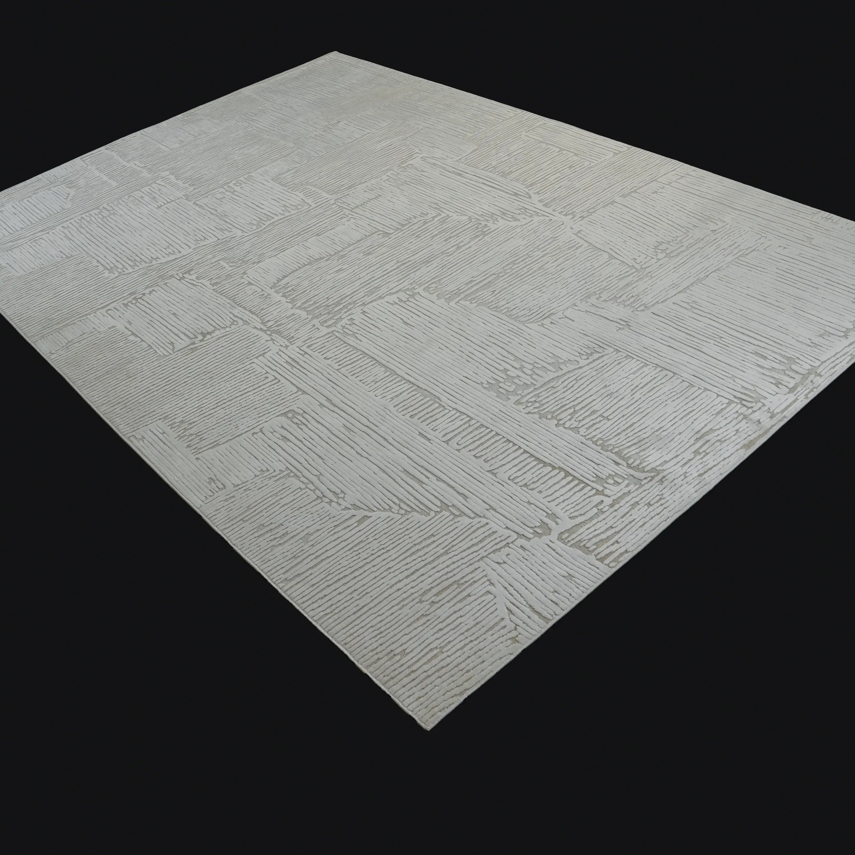 Soyut Desenli Krem Viskon Halı