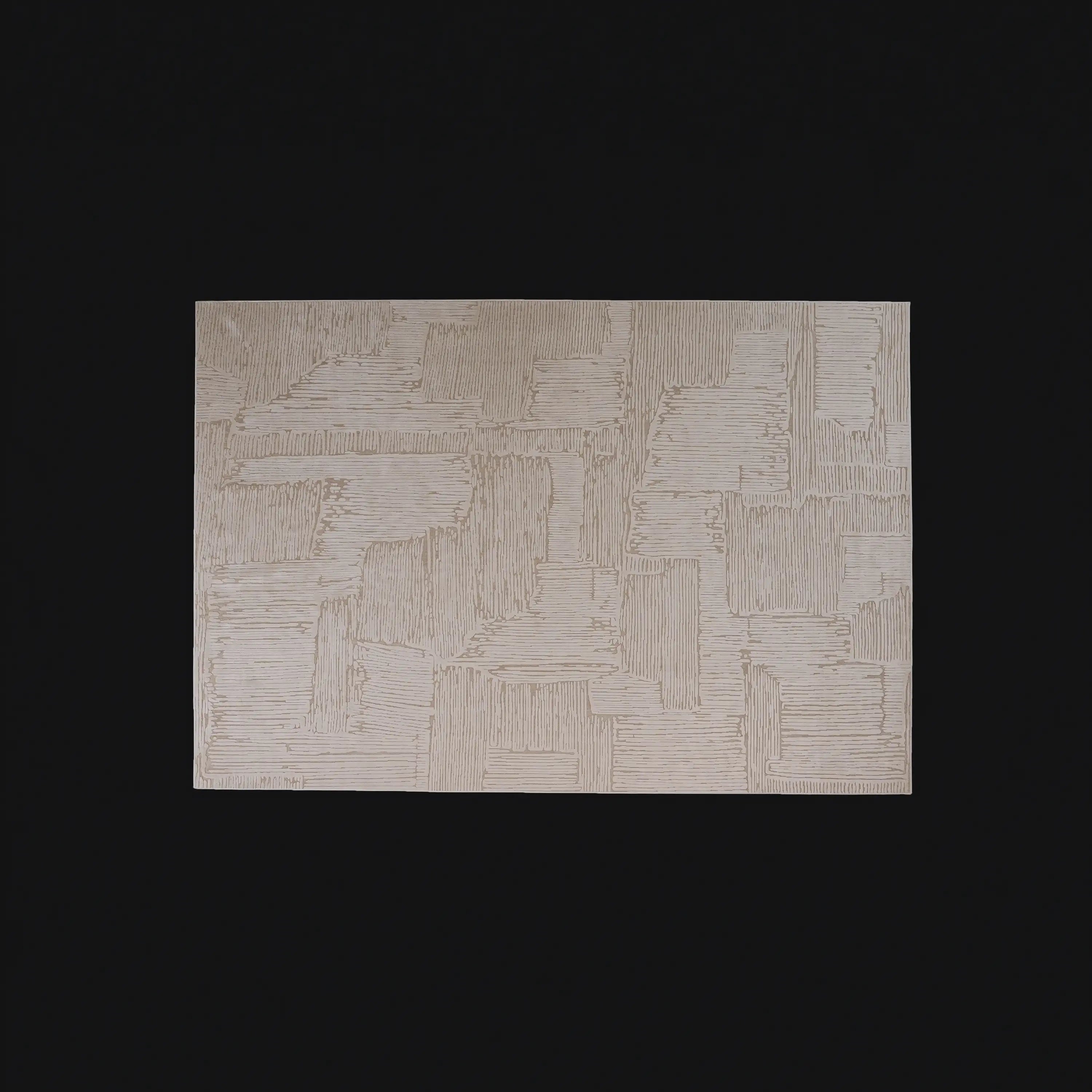 Soyut Desenli Krem Viskon Halı