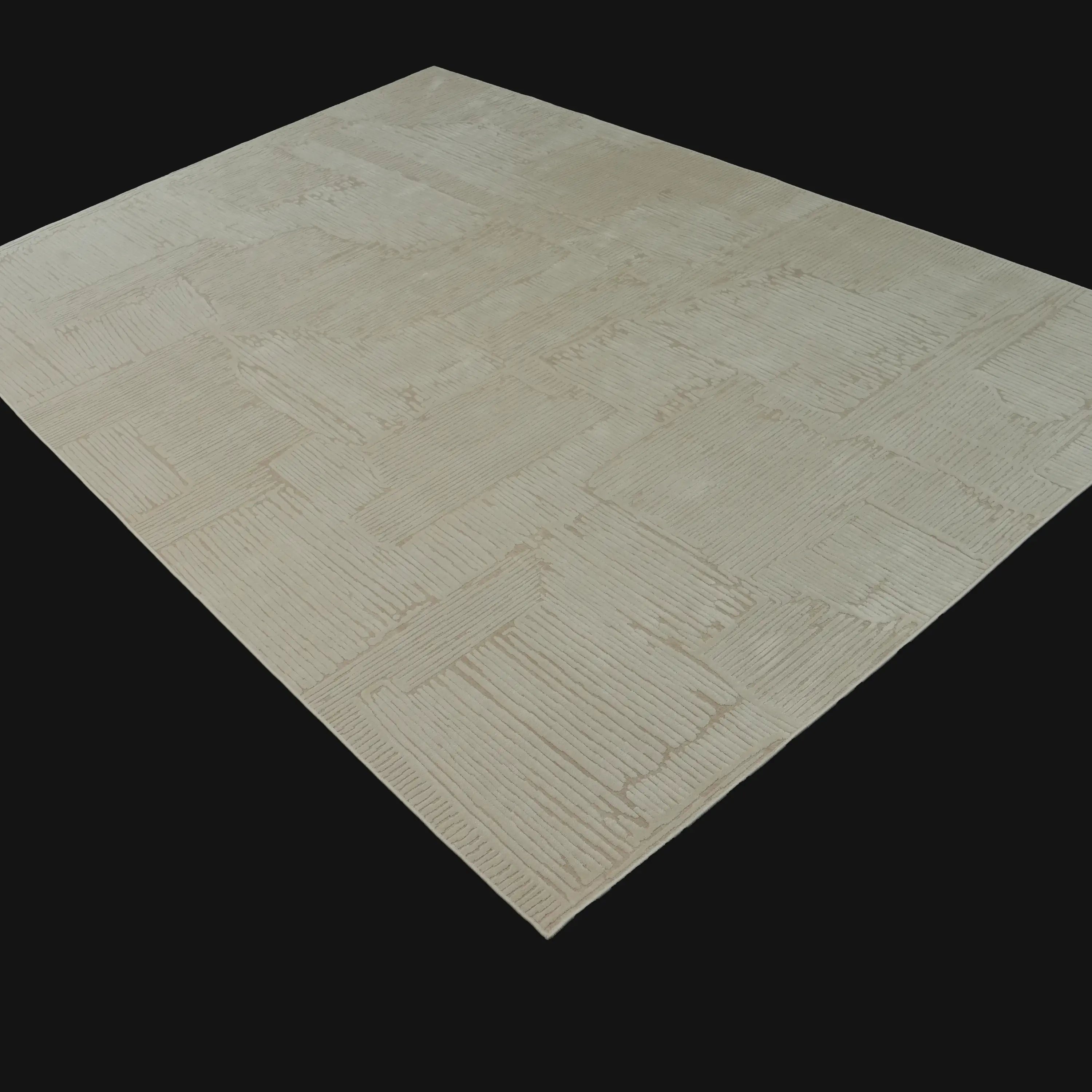 Soyut Desenli Krem Viskon Halı