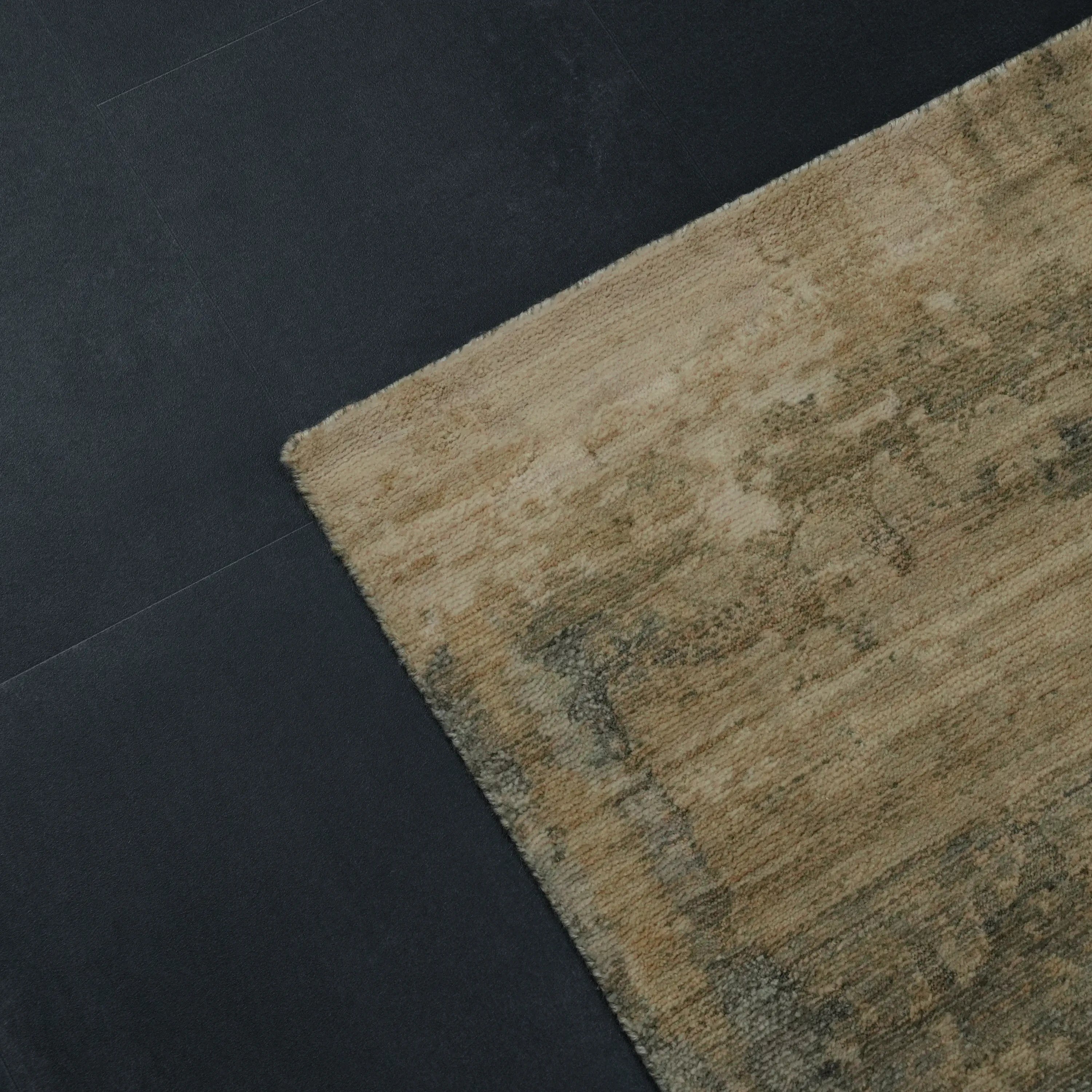 Soyut Desenli Krem Yün Modern Tezgah Dokuma Halı