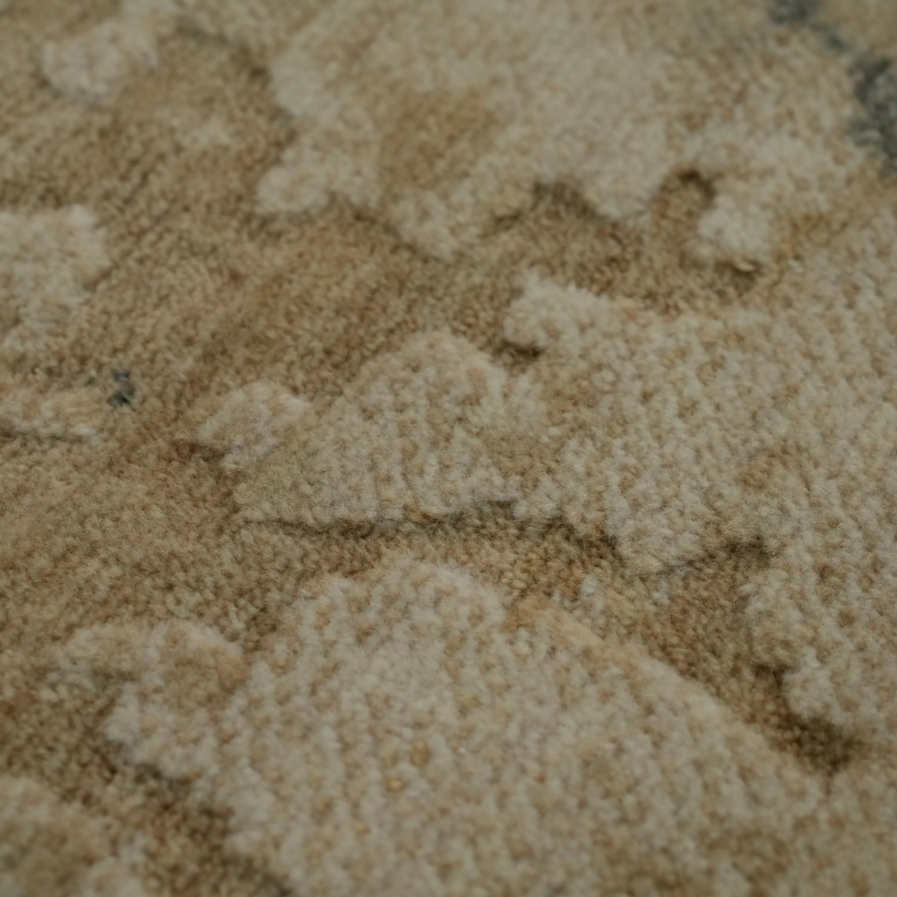 Soyut Desenli Krem Yün Modern Tezgah Dokuma Halı