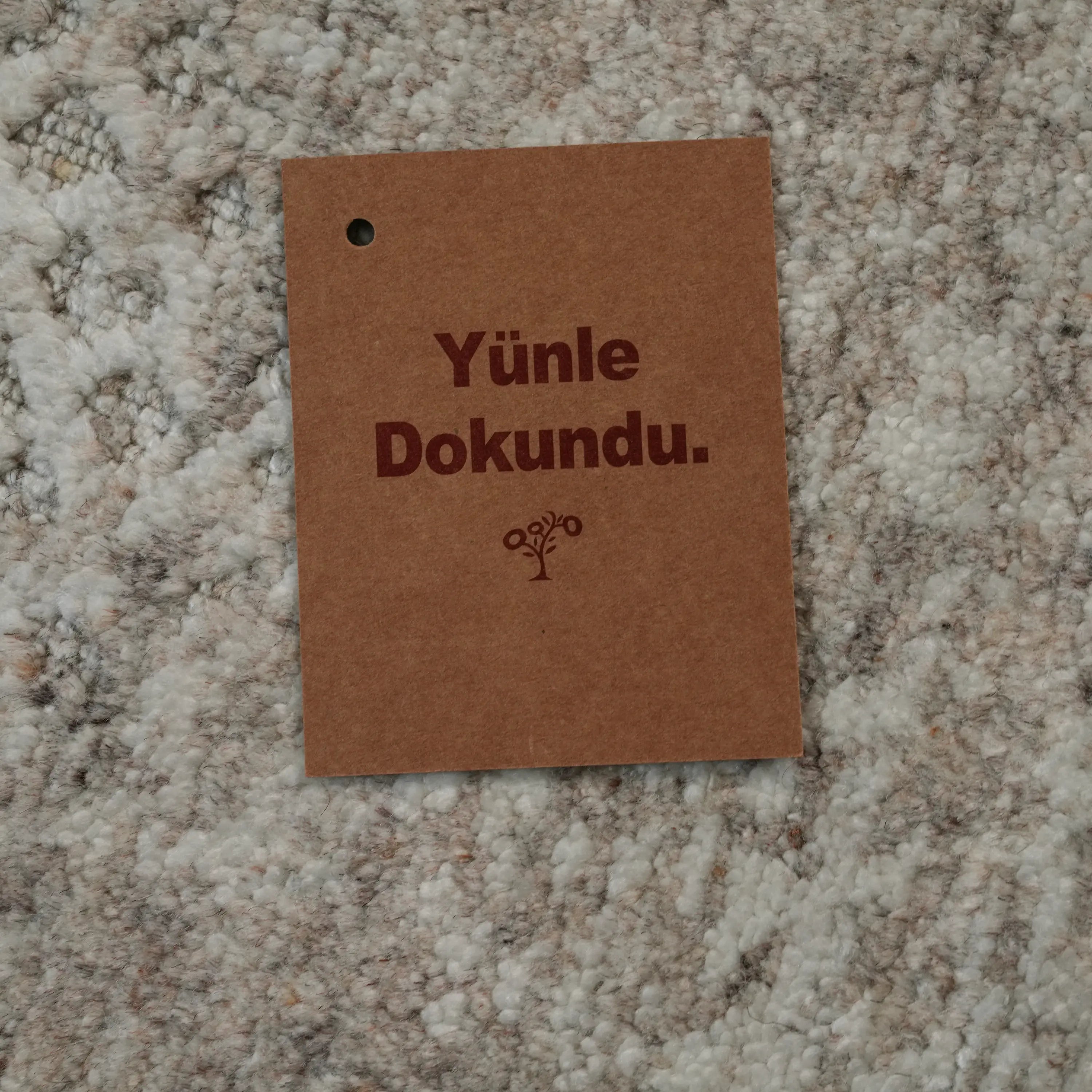 Abstract Patterned Cream Wool/Viscose Loom-Woven Rug