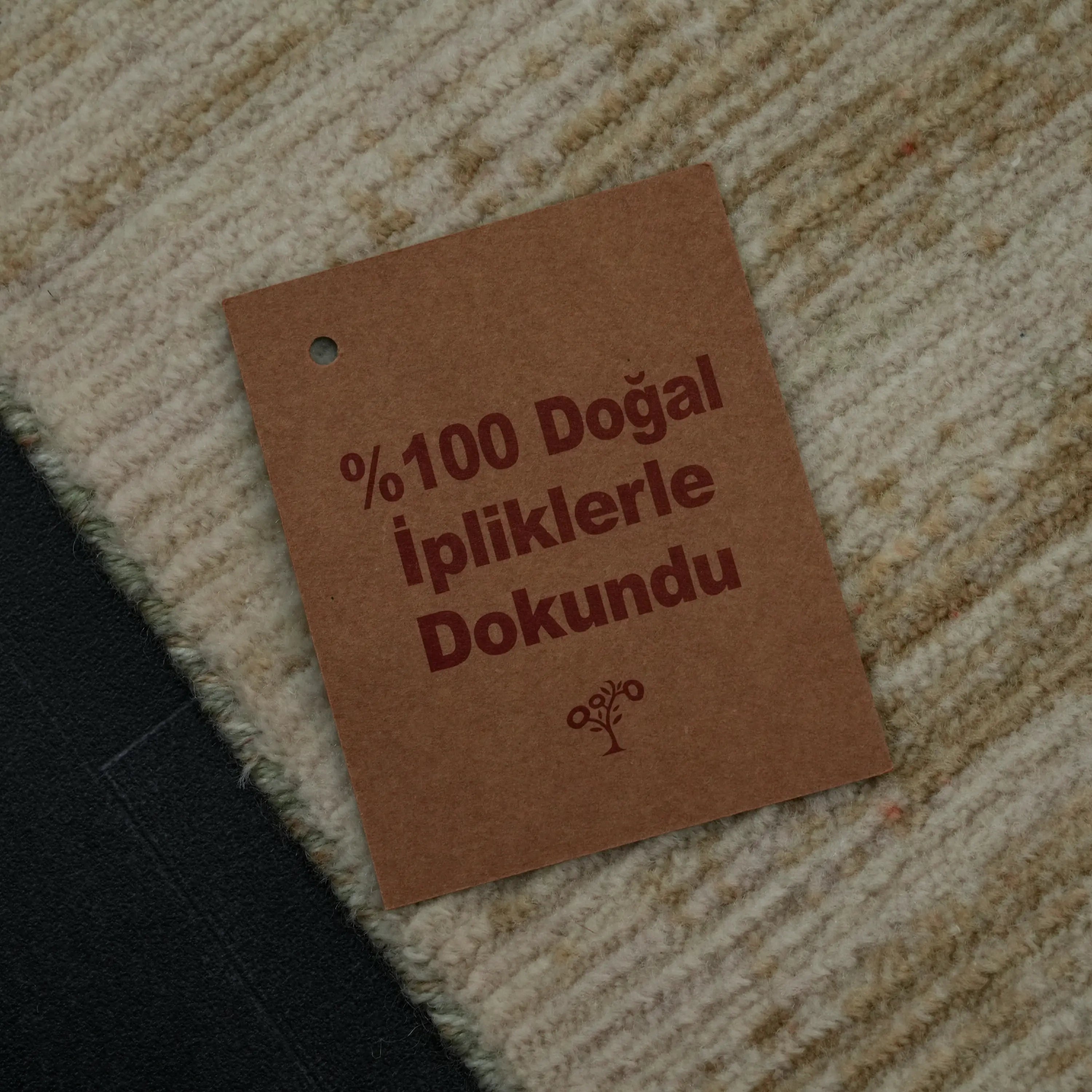 Soyut Desenli Modern Yün Krem Tezgah Dokuma Halı