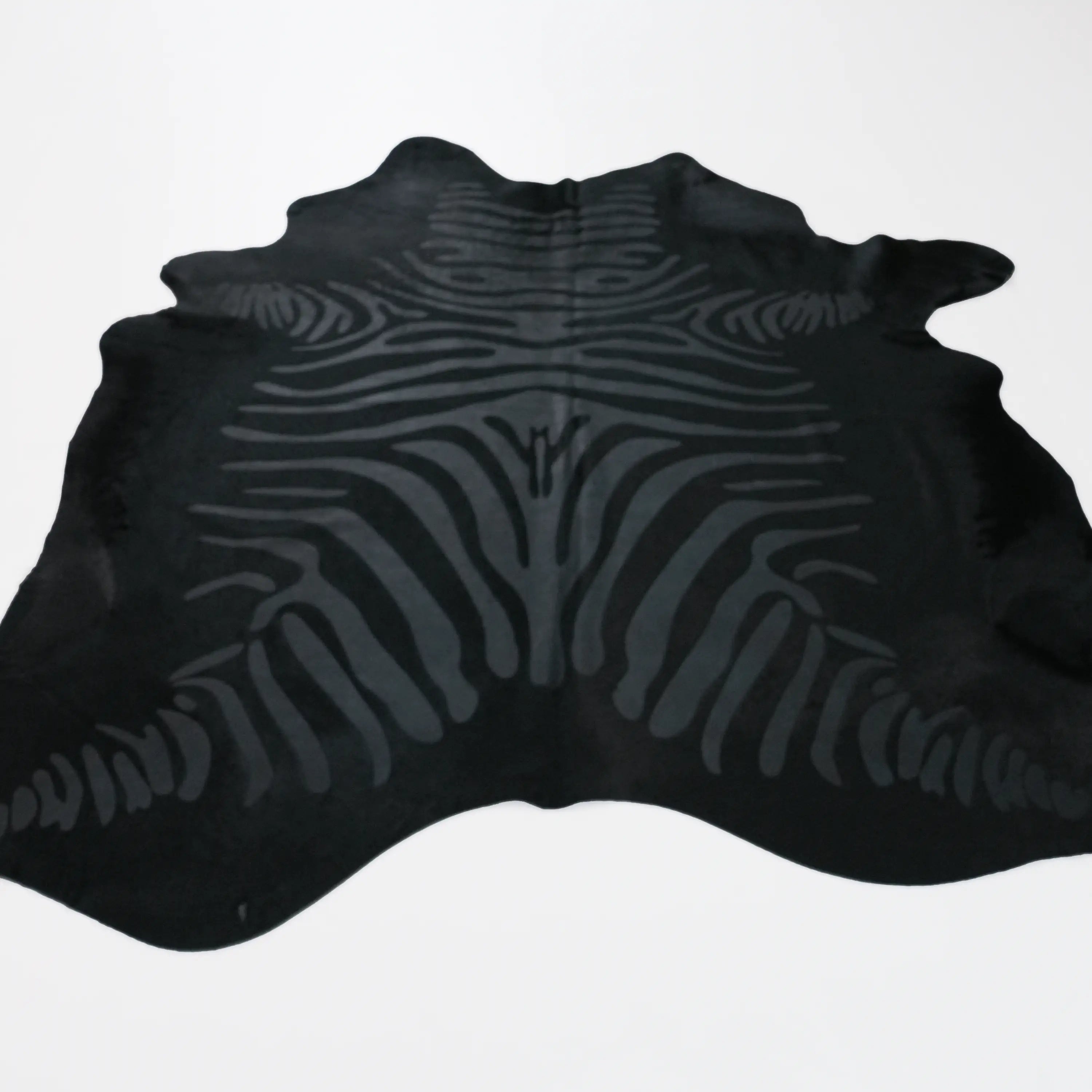 Abstract Patterned Black Leather Rug