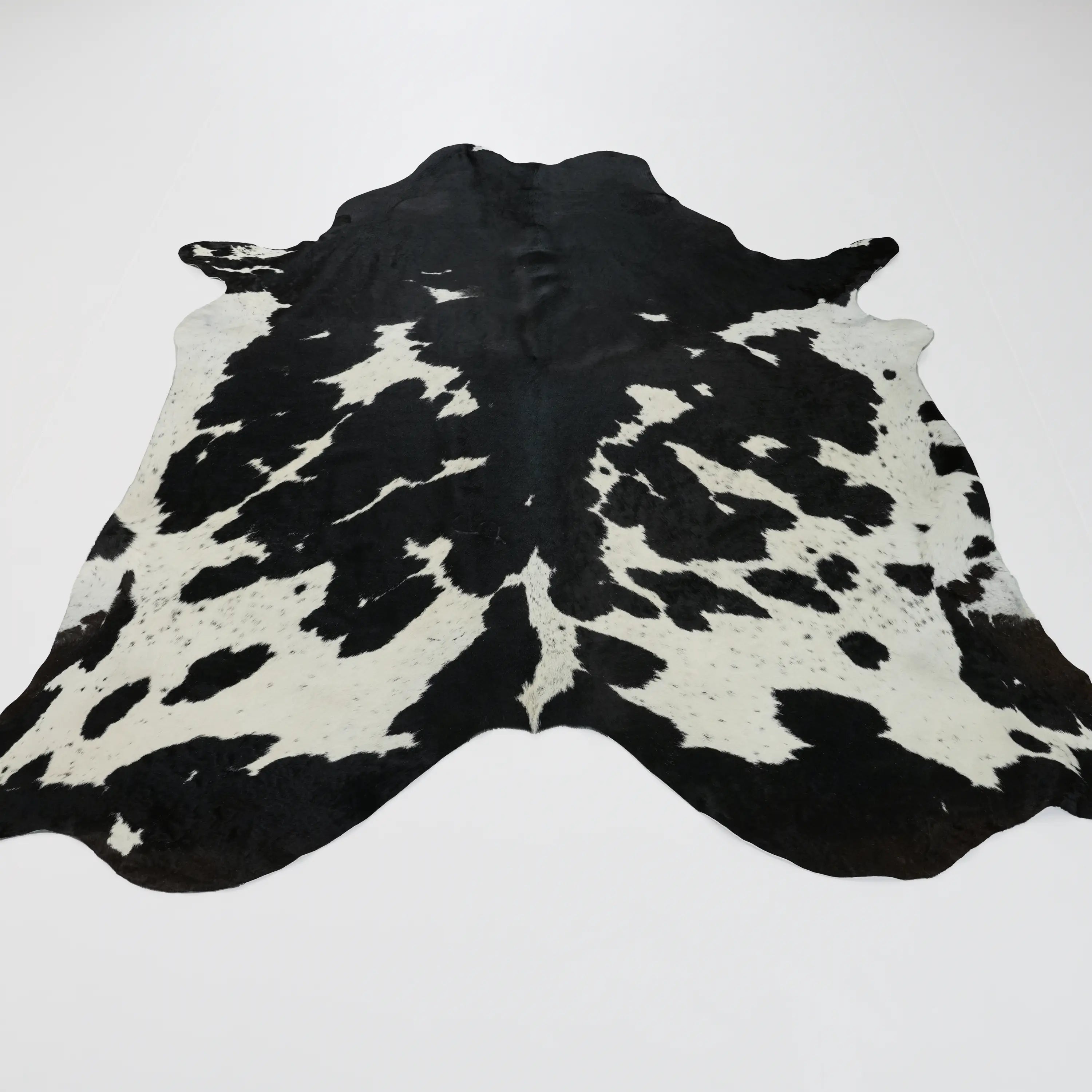 Abstract Patterned Black Modern Leather Rug