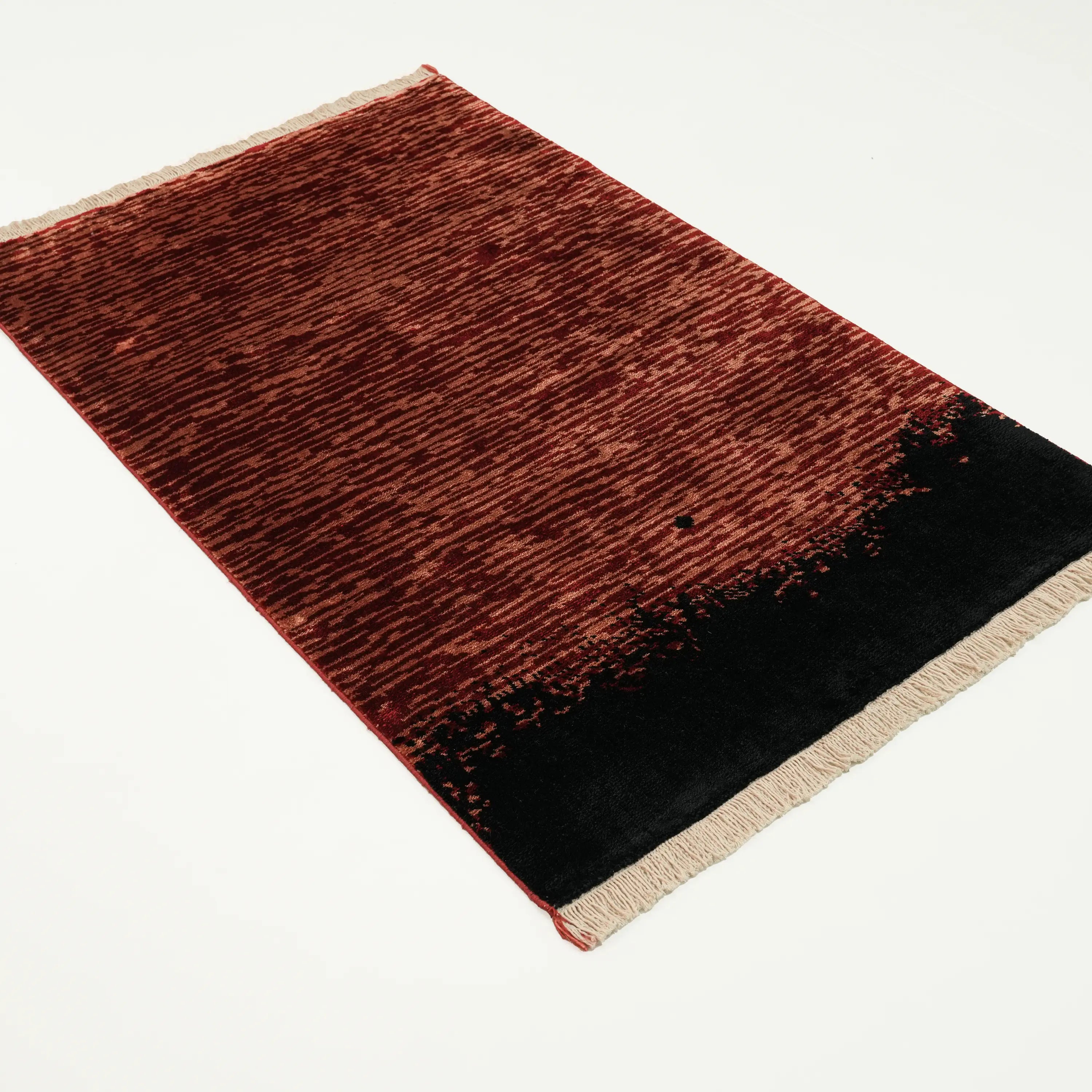 Abstract Patterned Tencel Red Loom Woven Prayer Rug Rug