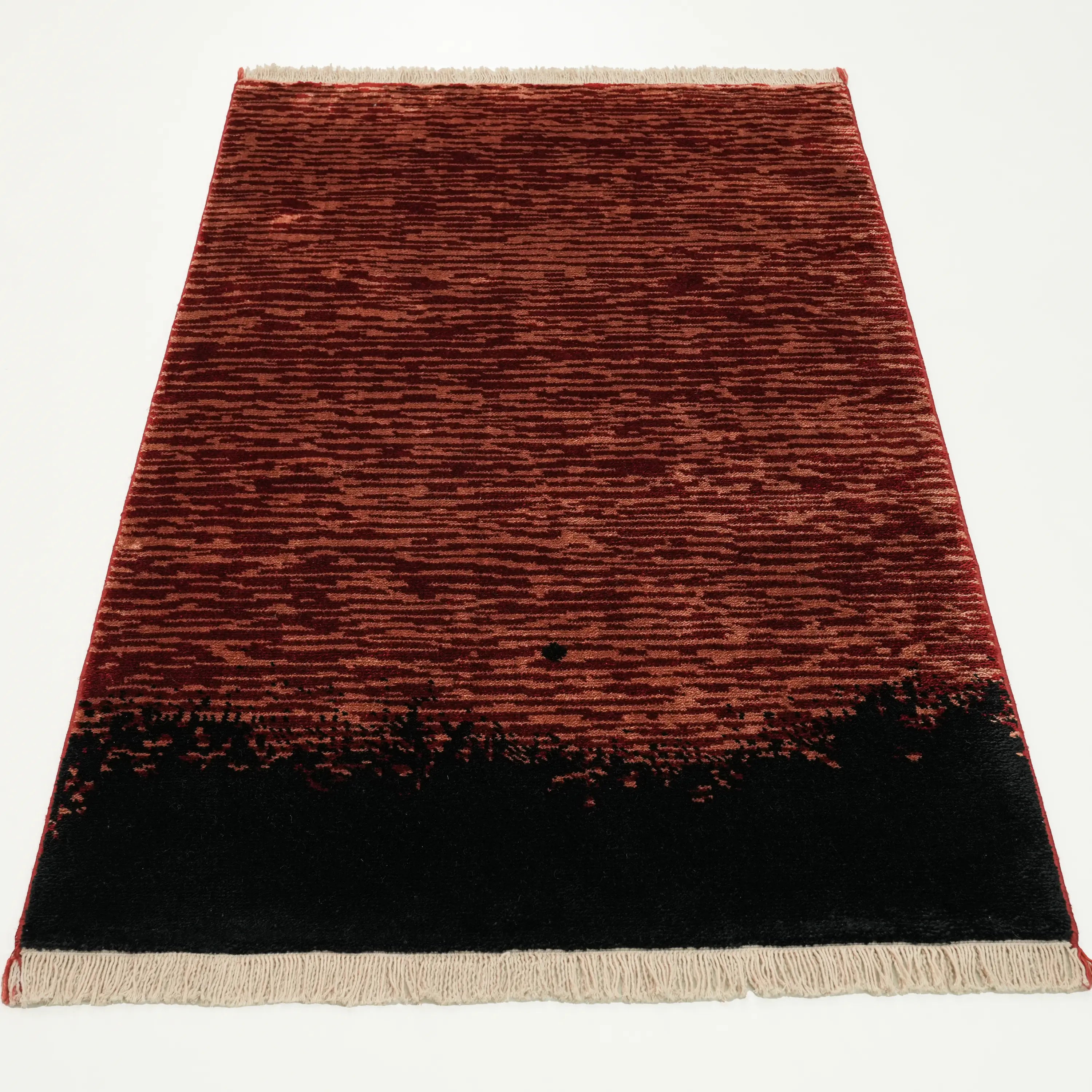Abstract Patterned Tencel Red Loom Woven Prayer Rug Rug