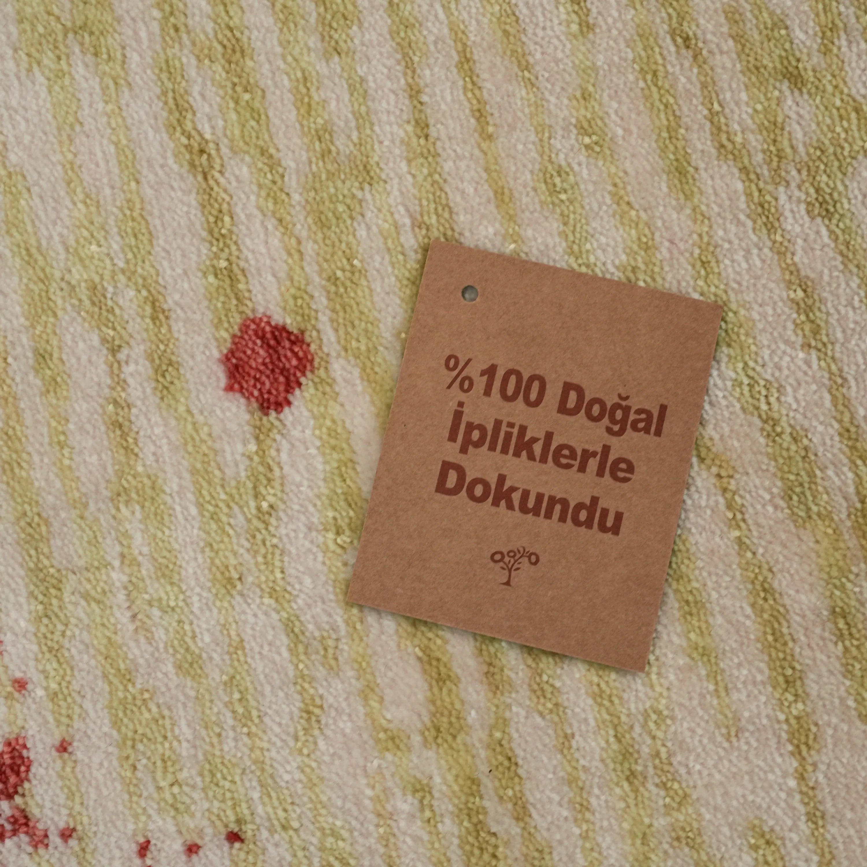 Soyut Desenli Tencel Yeşil Tezgah Dokuma Baş Başa Seccade