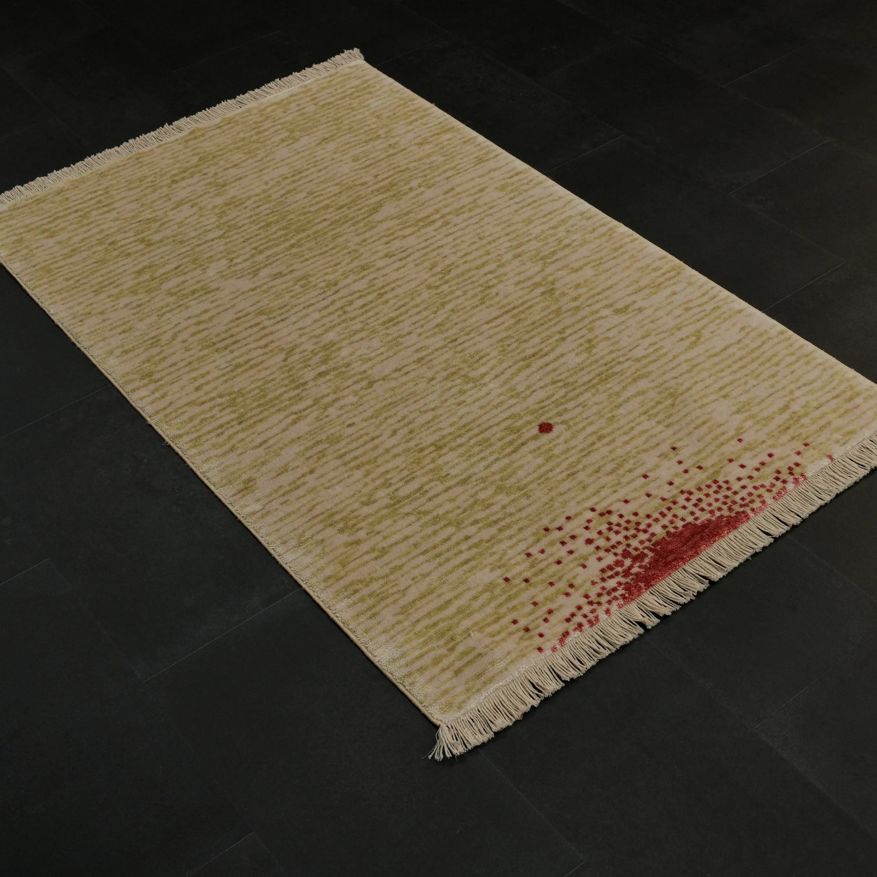 Abstract Patterned Green Tencel Loom Woven Prayer Rug Rug