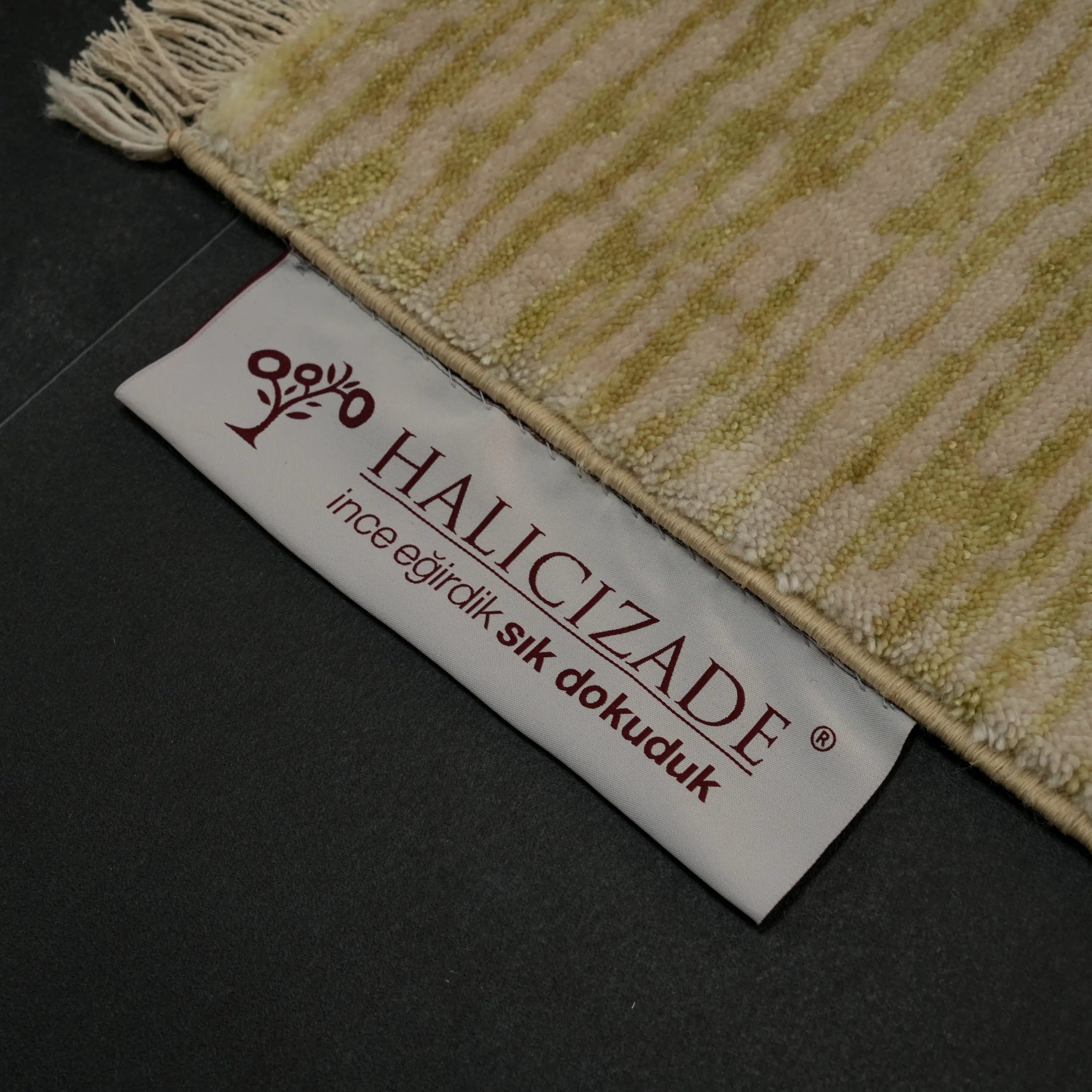 Abstract Patterned Green Tencel Loom Woven Prayer Rug Rug