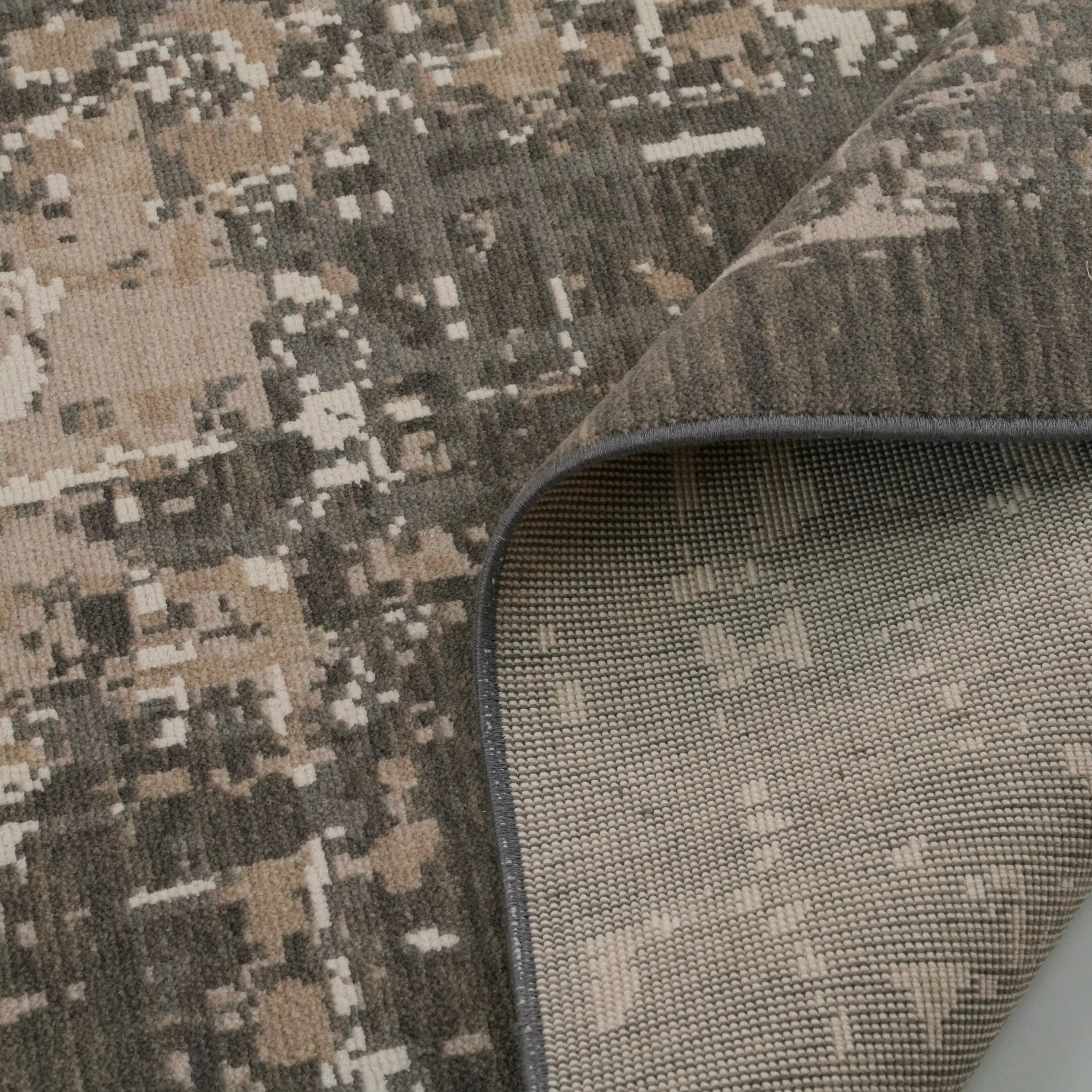 Tempus Series Abstract Patterned Wool Gray Loom Woven Rug