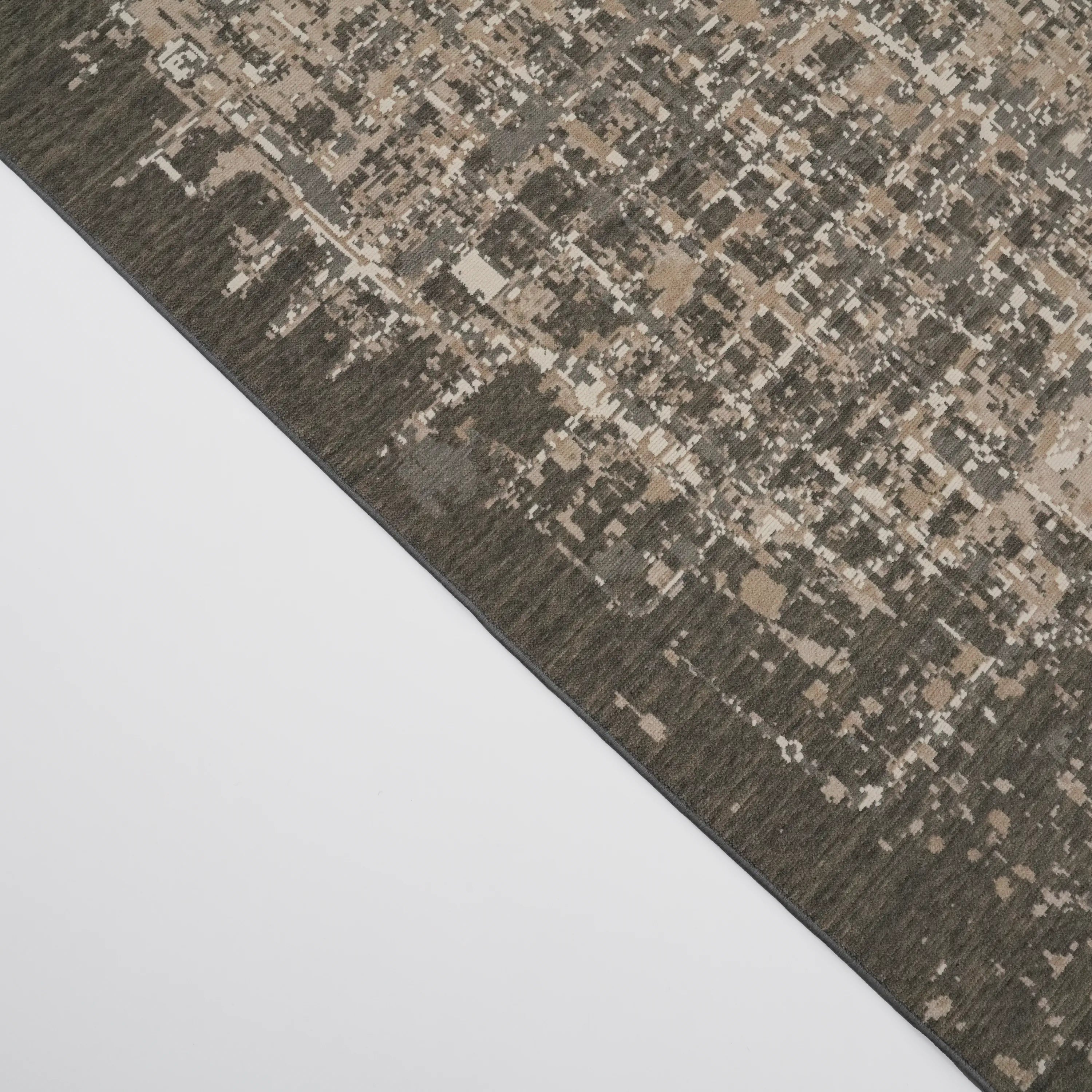 Tempus Series Abstract Patterned Wool Gray Loom Woven Rug